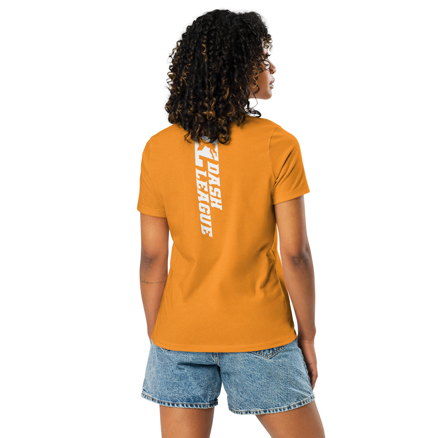 Camiseta holgada blanca para mujer con logotipo DL ancho (delante y detrás)