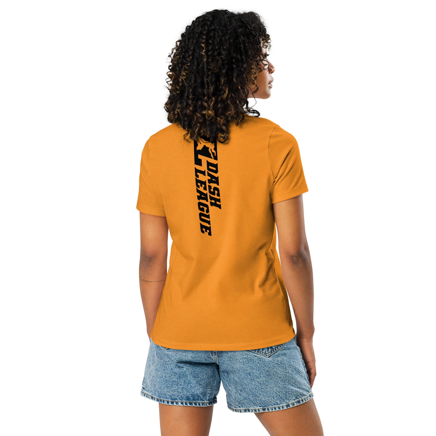 T-shirt décontracté pour femme avec logo DL large noir (devant + dos)
