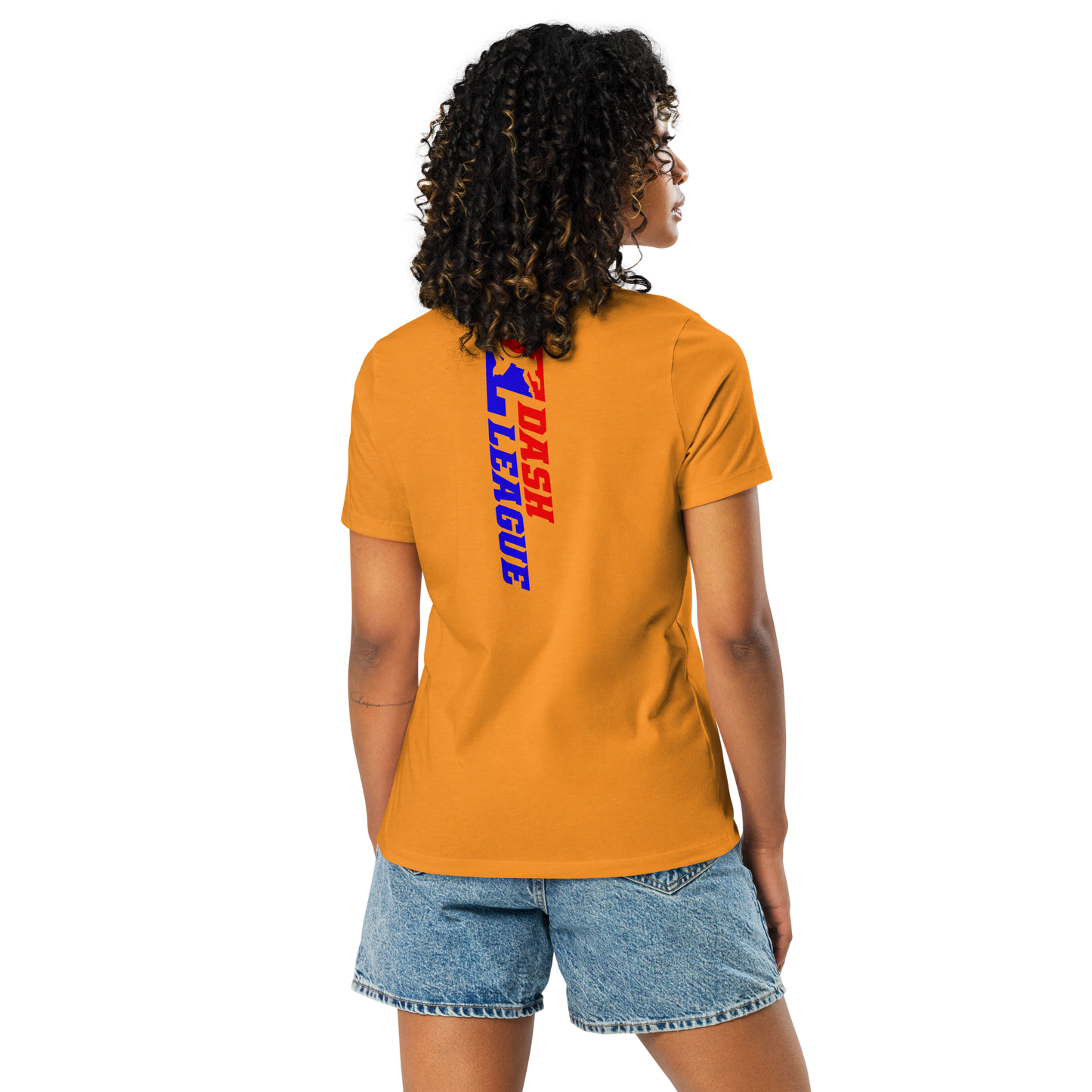 Camiseta holgada para mujer con logotipo DL de color ancho (delante y detrás)