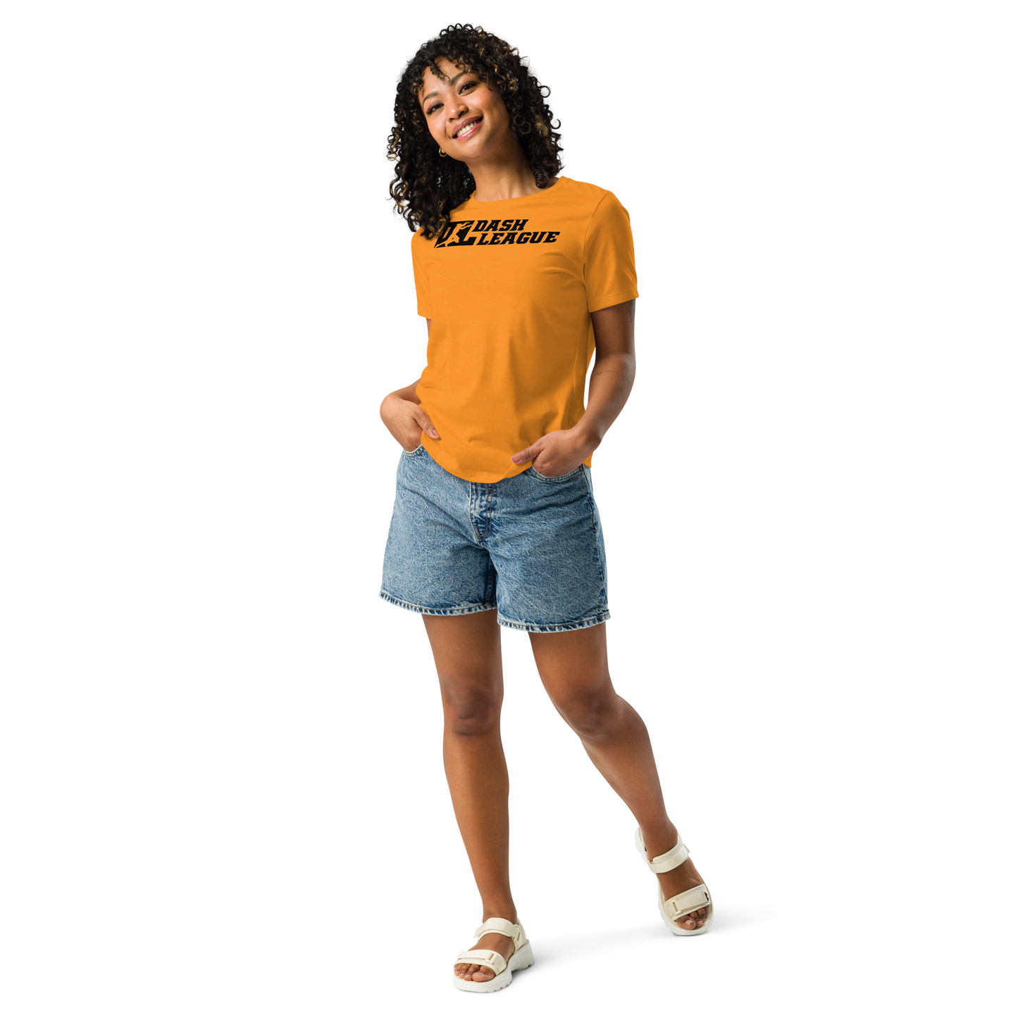 Camiseta holgada negra con logotipo DL para mujer