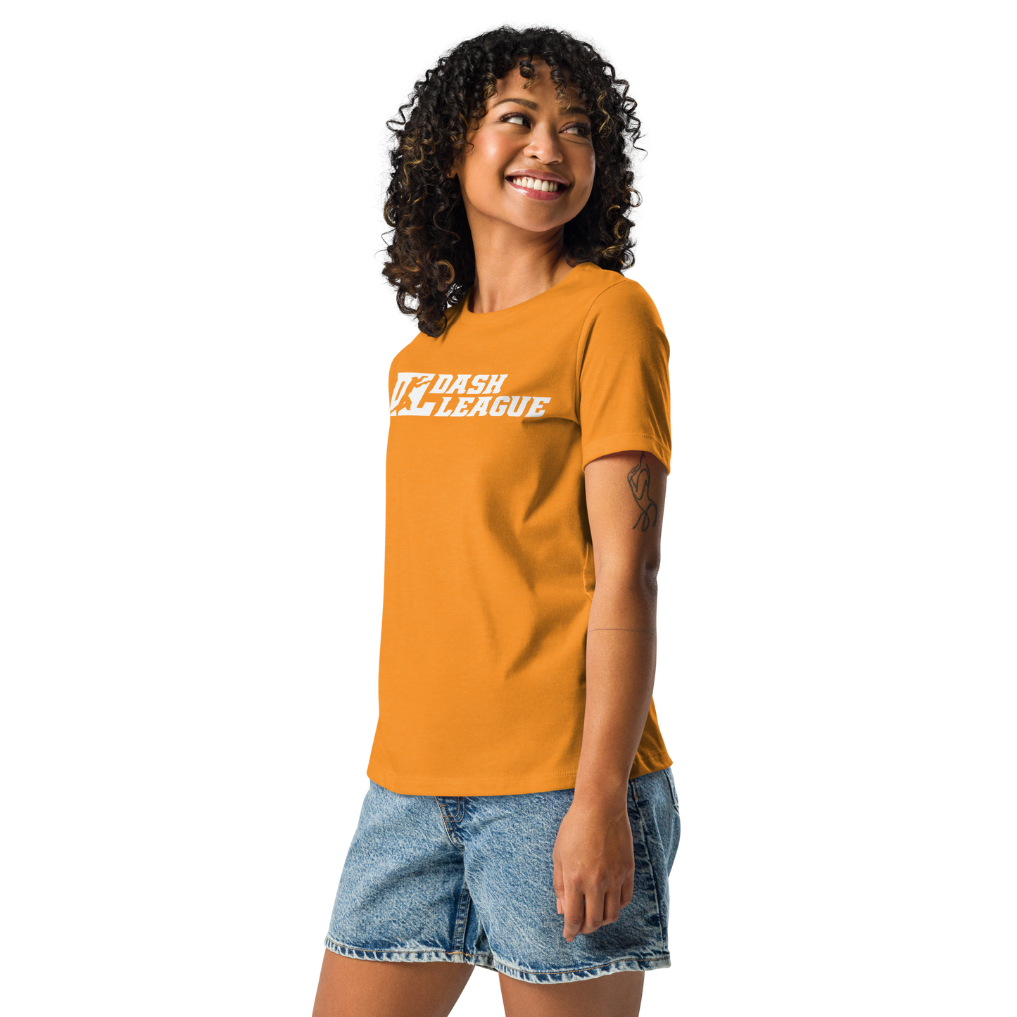 Camiseta holgada blanca para mujer con logotipo DL ancho