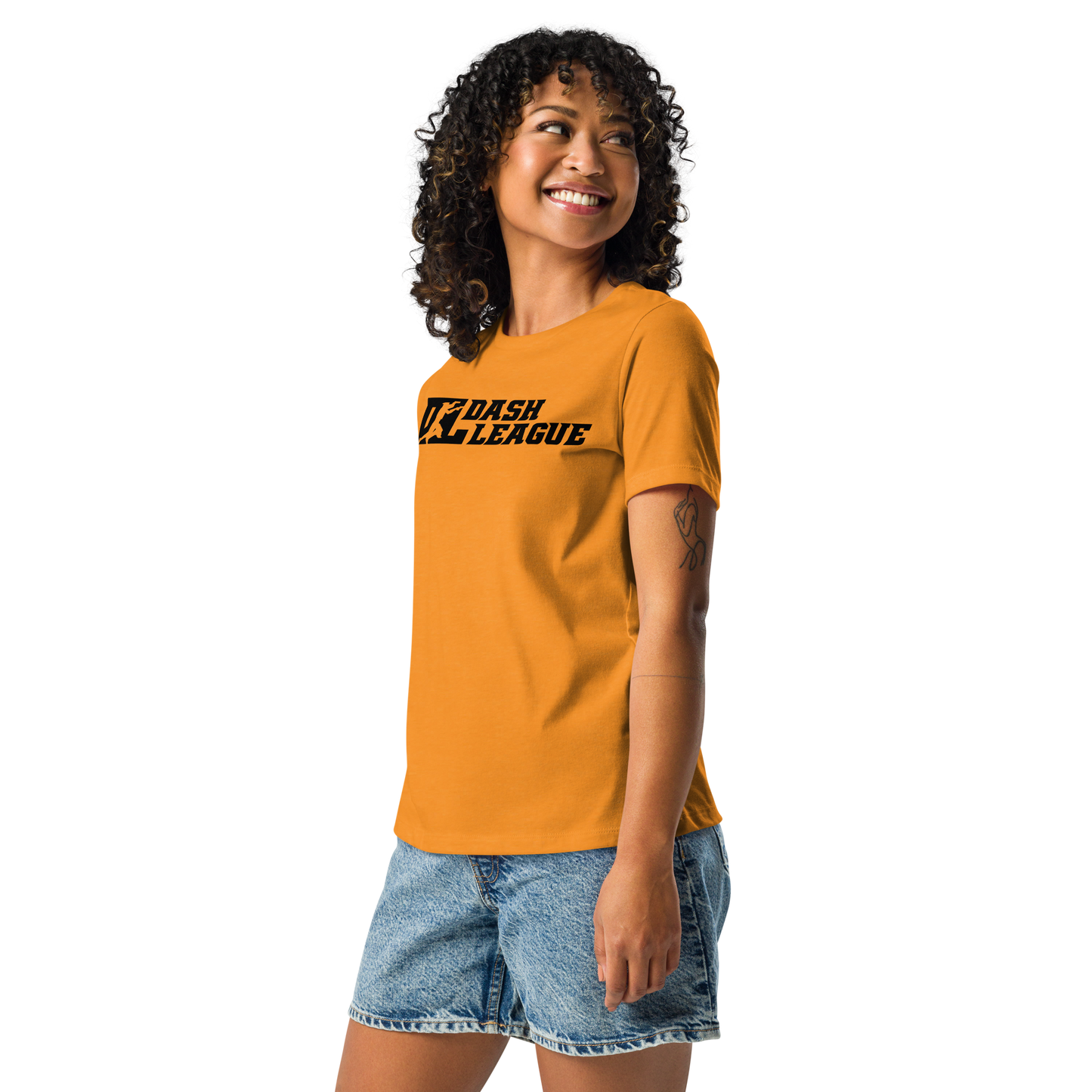 Camiseta holgada negra con logotipo DL para mujer