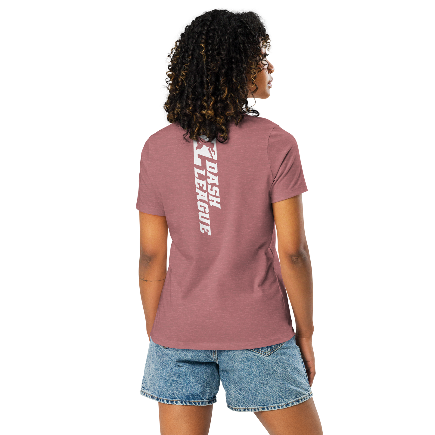 Camiseta holgada blanca para mujer con logotipo DL ancho (delante y detrás)