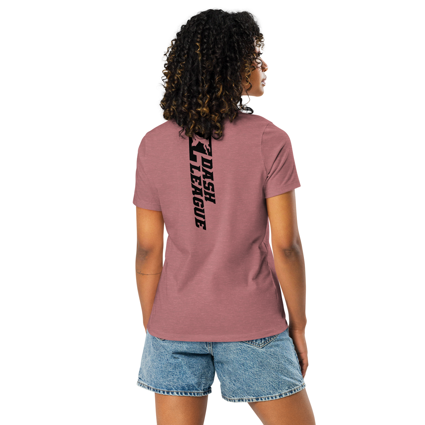 T-shirt décontracté pour femme avec logo DL large noir (devant + dos)