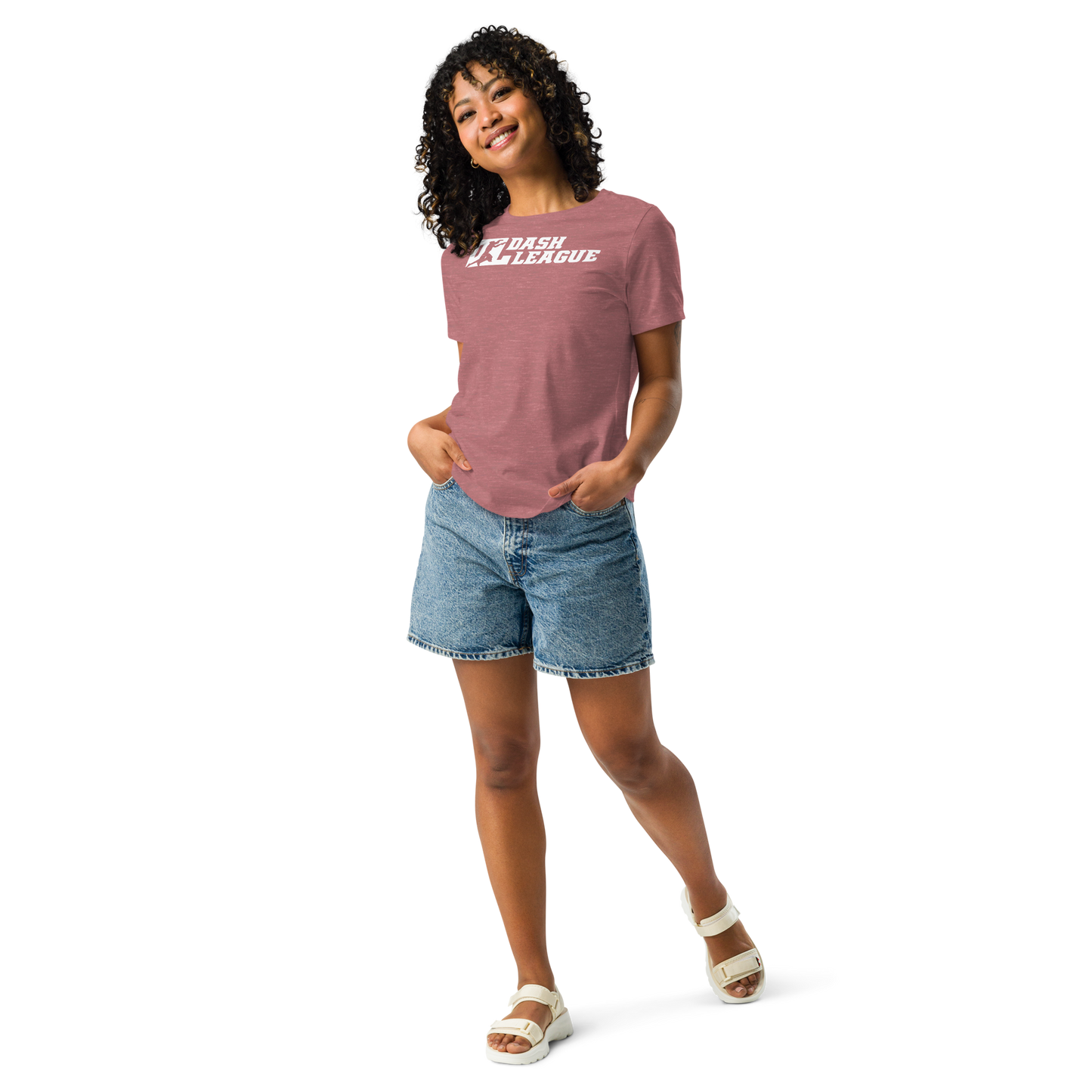 Camiseta holgada blanca para mujer con logotipo DL ancho