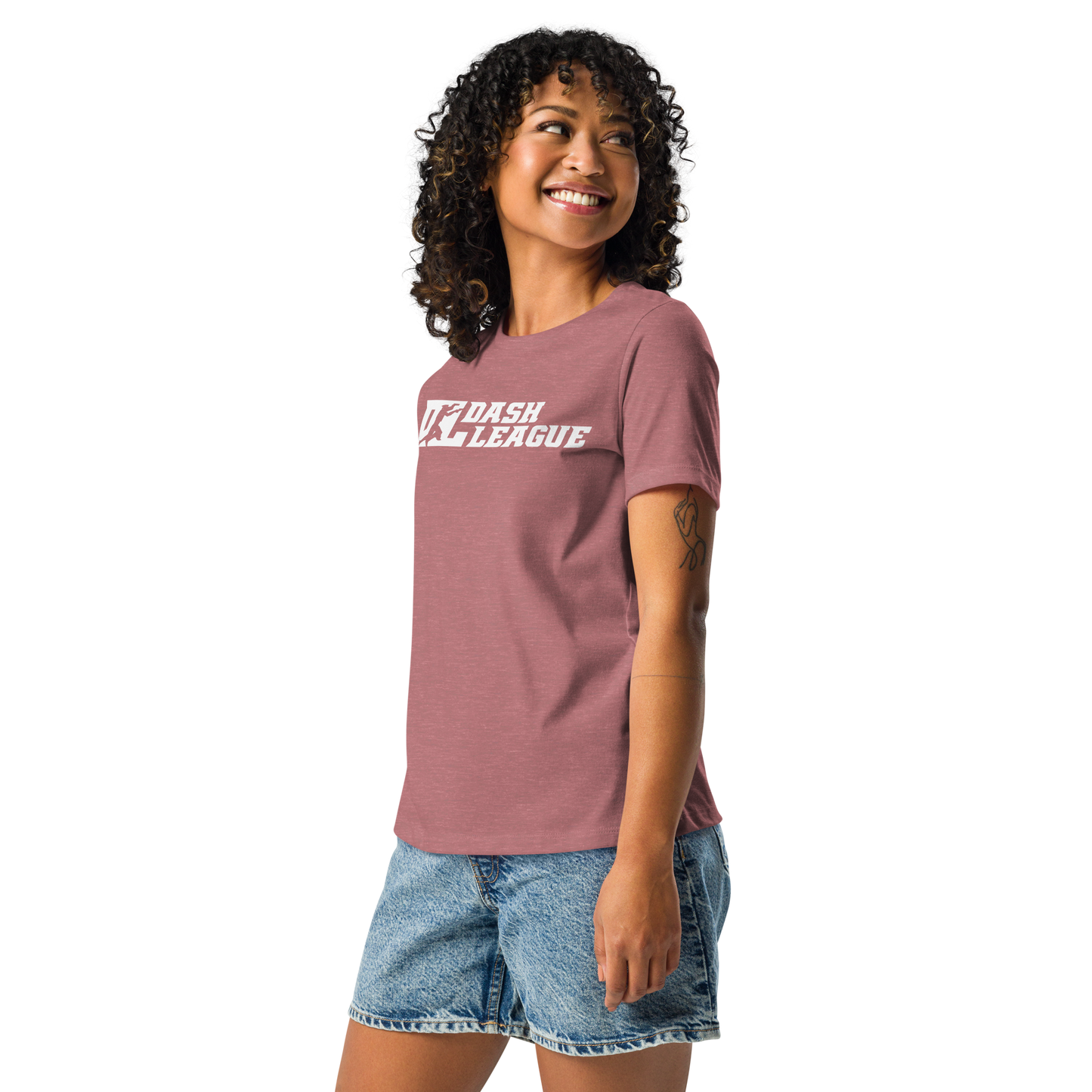 Camiseta holgada blanca para mujer con logotipo DL ancho