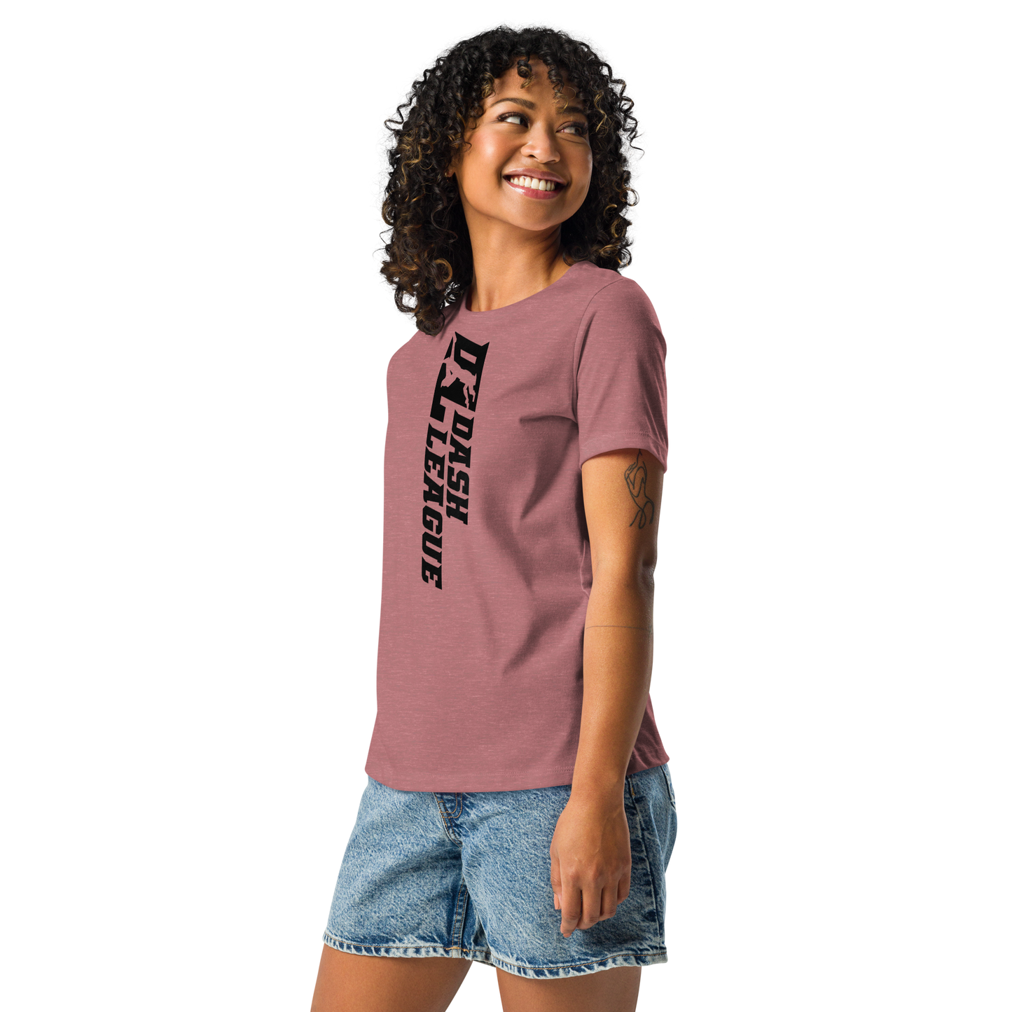 T-shirt décontracté pour femme avec logo DL large noir (devant + dos)