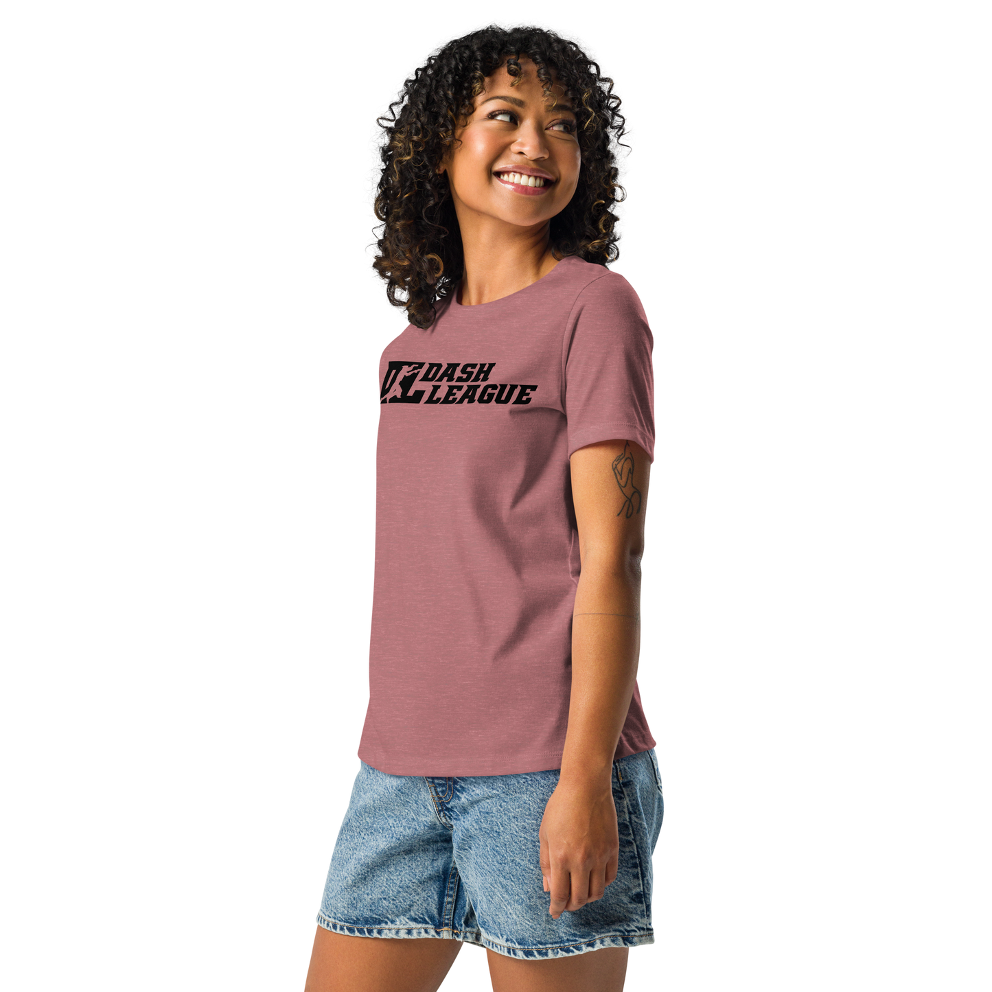 Camiseta holgada negra con logotipo DL para mujer