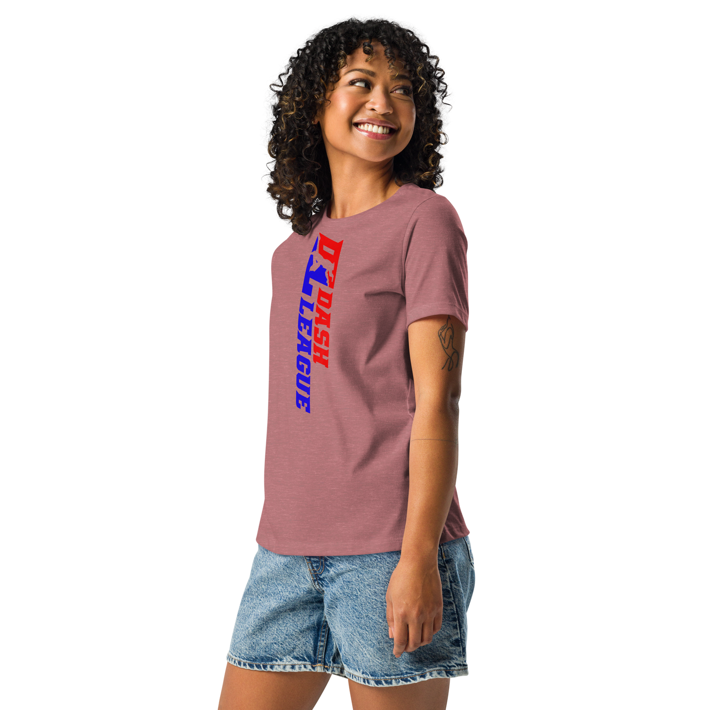 Camiseta holgada para mujer con logotipo DL de color ancho (delante y detrás)