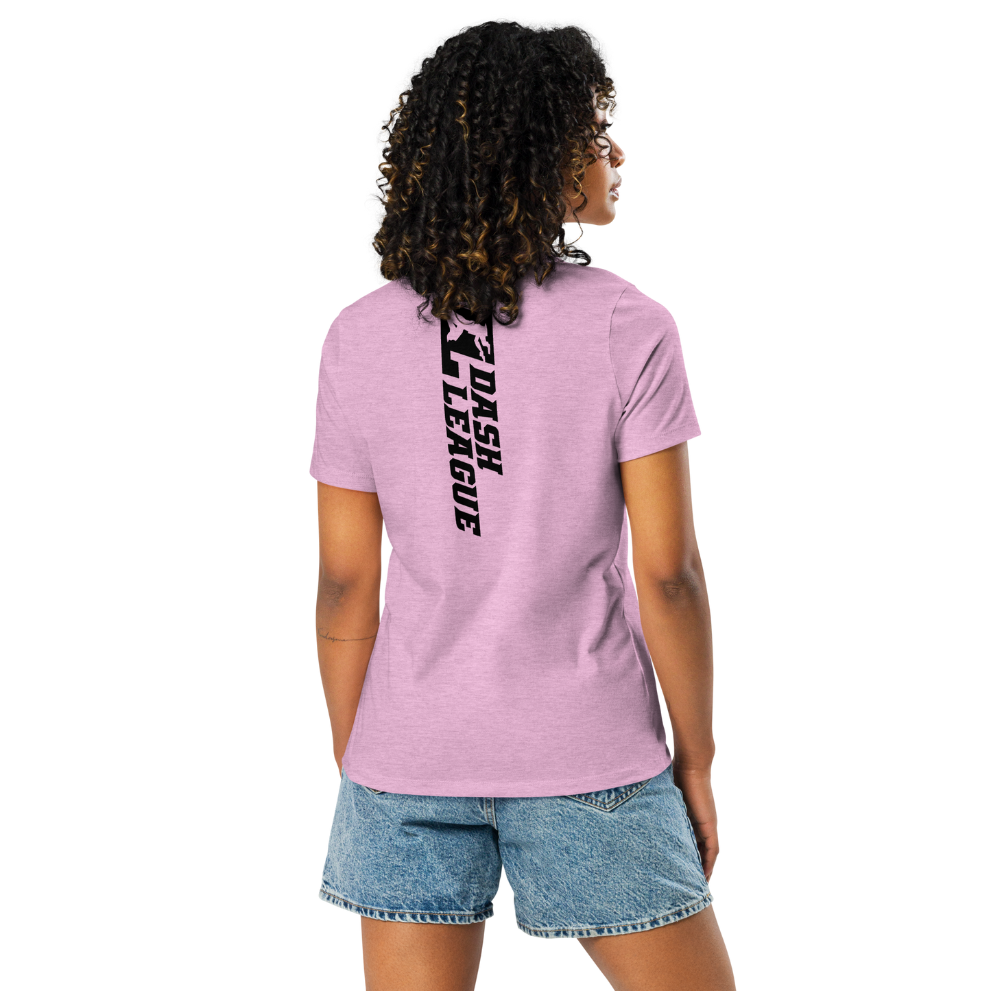 T-shirt décontracté pour femme avec logo DL large noir (devant + dos)