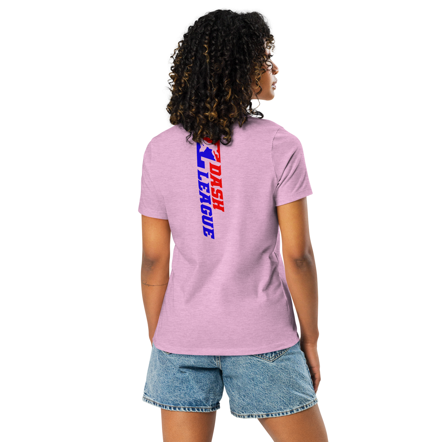 Camiseta holgada para mujer con logotipo DL de color ancho (delante y detrás)