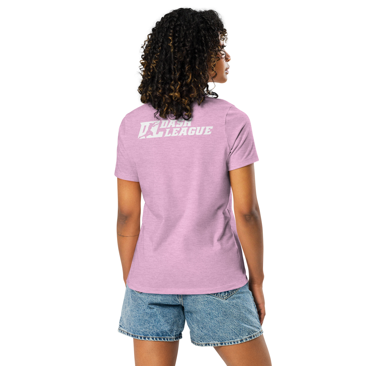 Camiseta holgada para mujer con logotipo DL en blanco (parte delantera y trasera)