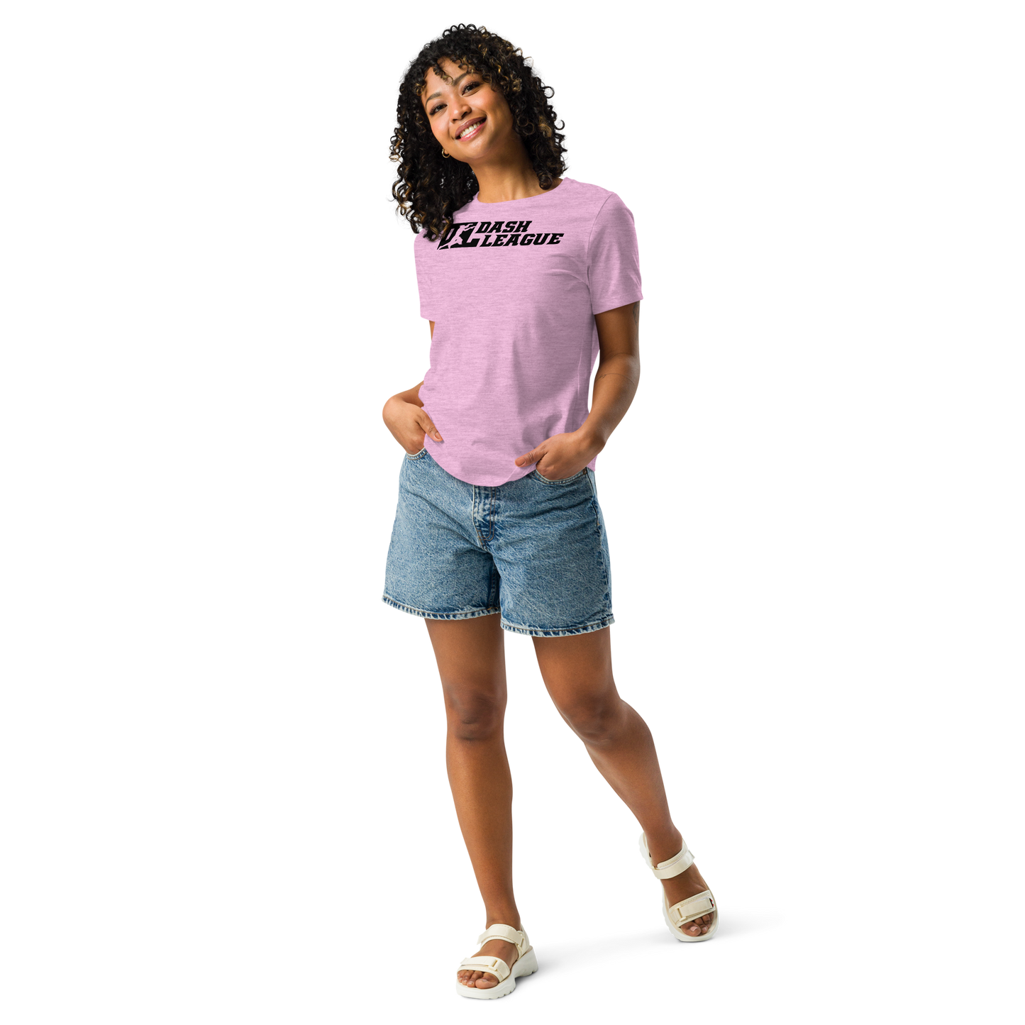 Camiseta holgada negra con logotipo DL para mujer