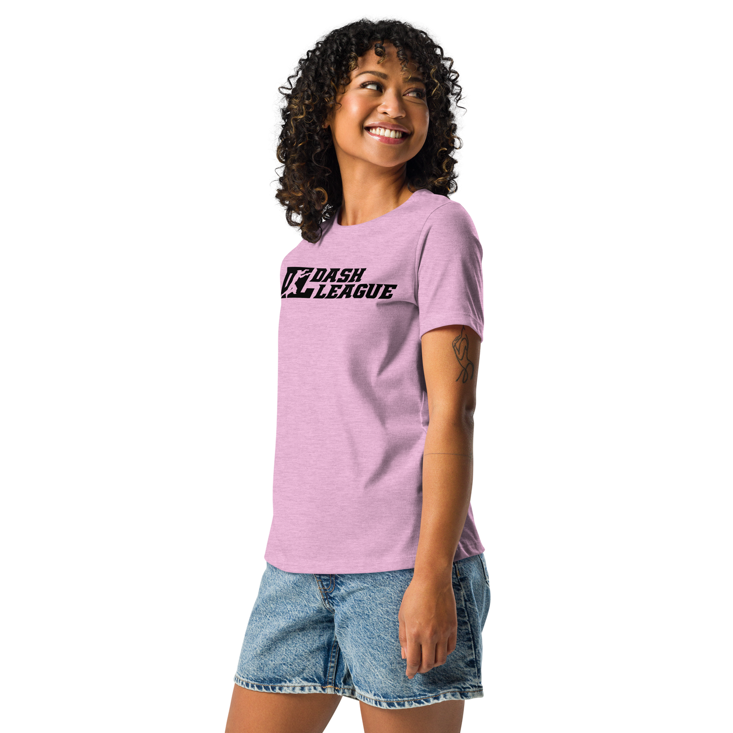 Camiseta holgada negra con logotipo DL para mujer