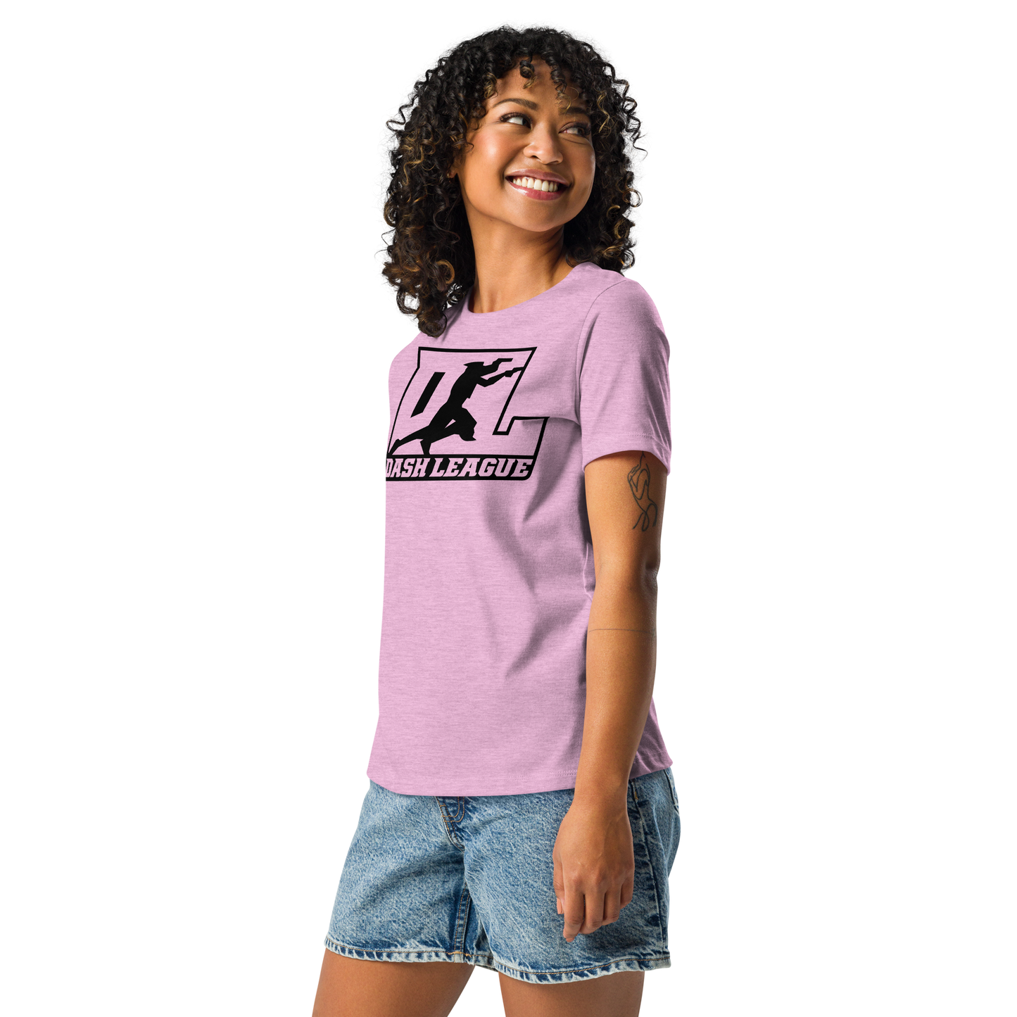 Camiseta holgada para mujer con logotipo DL en negro (parte delantera y trasera)