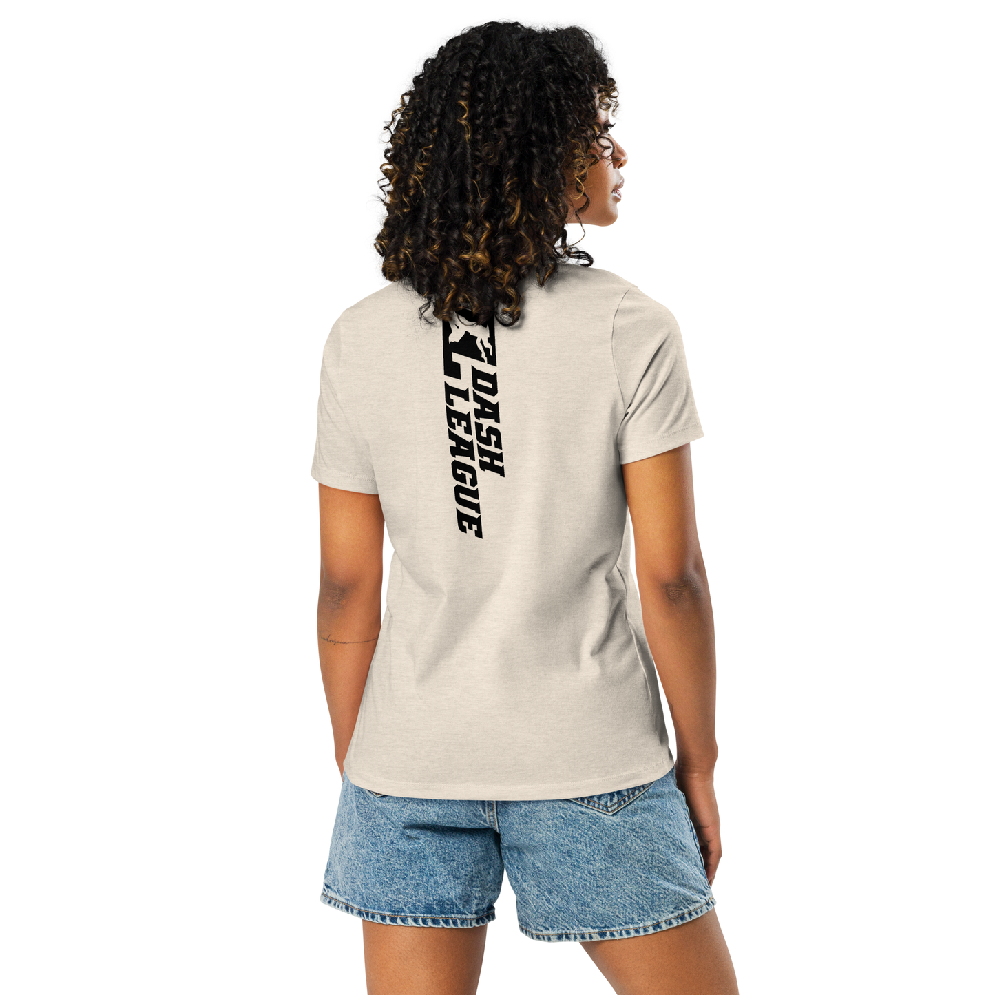 T-shirt décontracté pour femme avec logo DL large noir (devant + dos)