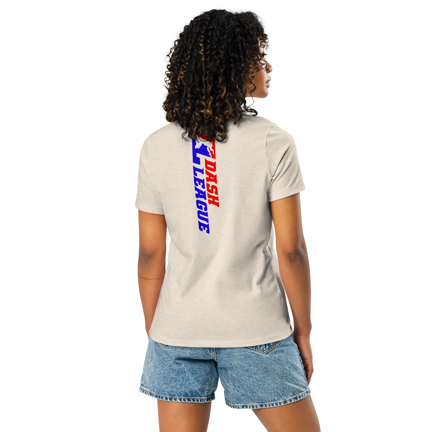 Camiseta holgada para mujer con logotipo DL de color ancho (delante y detrás)