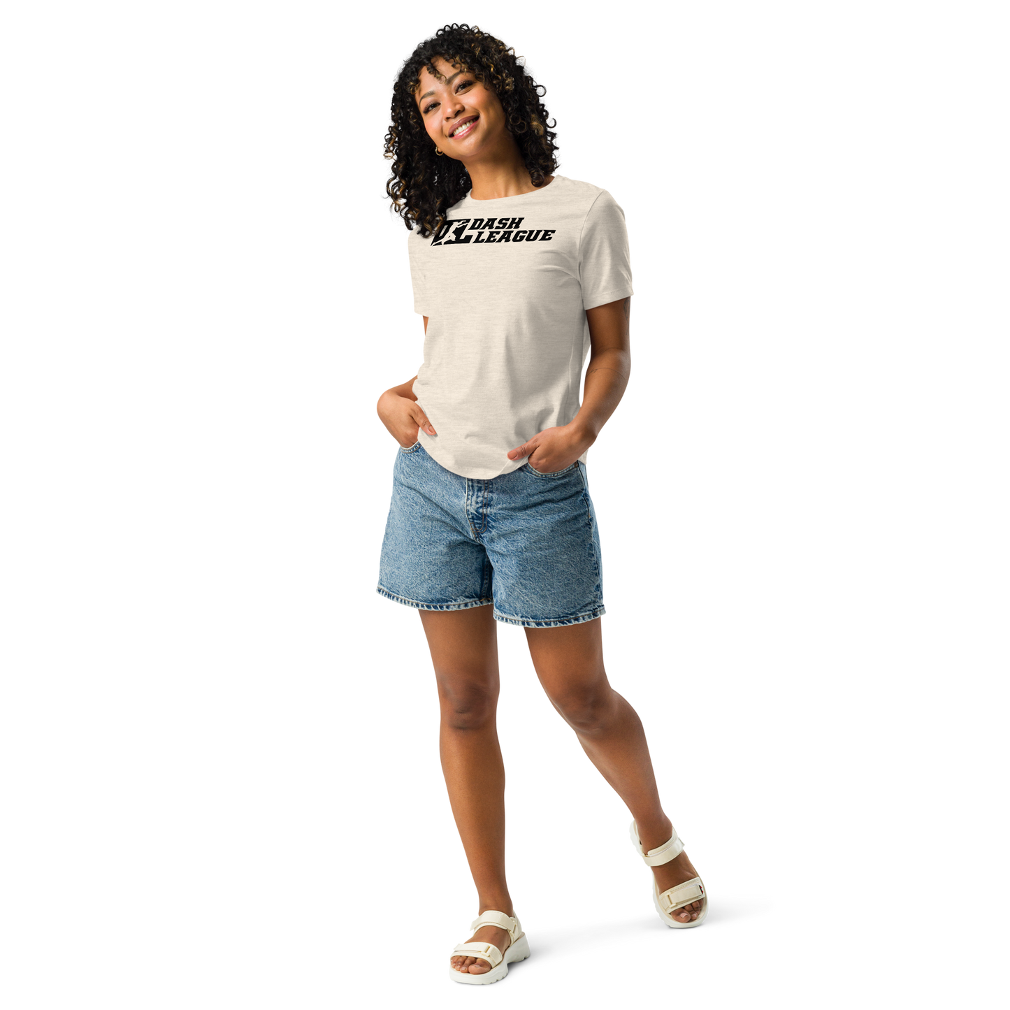 Camiseta holgada negra con logotipo DL para mujer