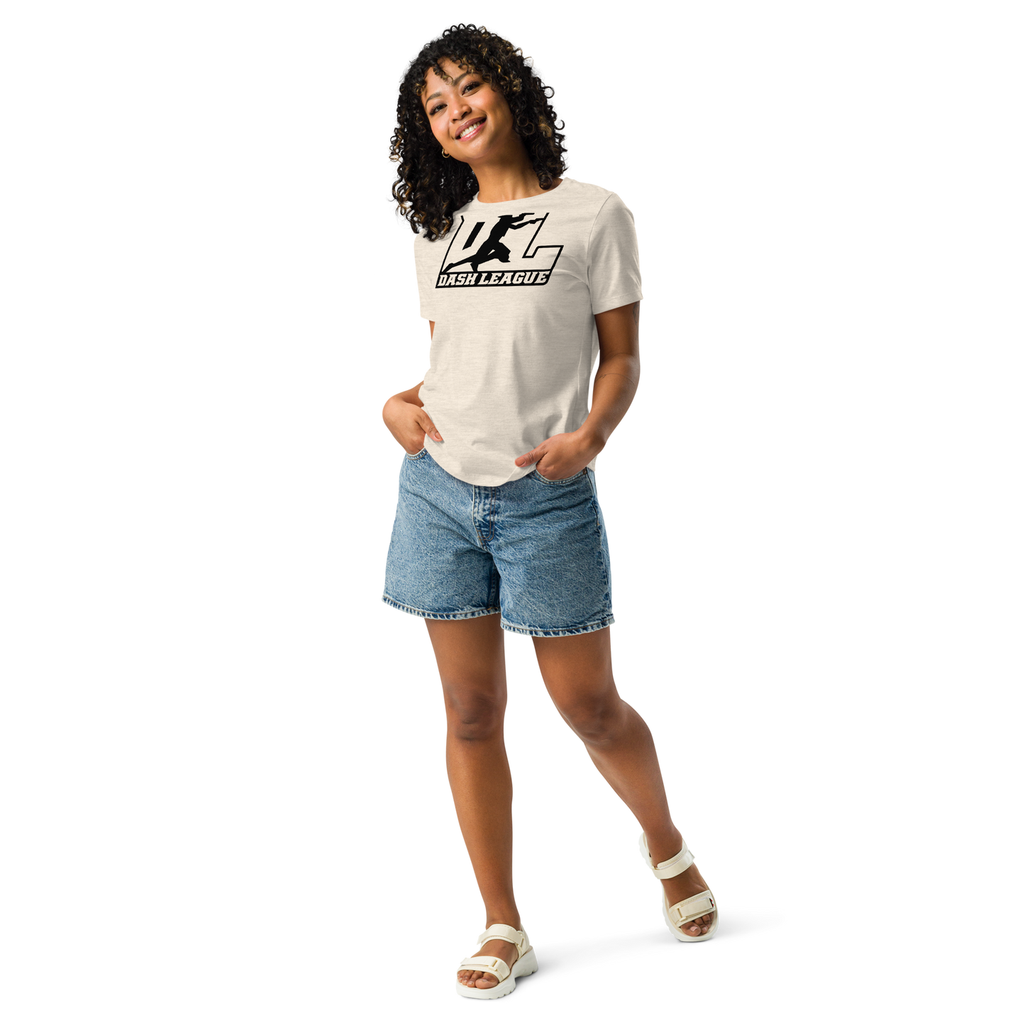 Camiseta holgada para mujer con logotipo DL en negro (parte delantera y trasera)