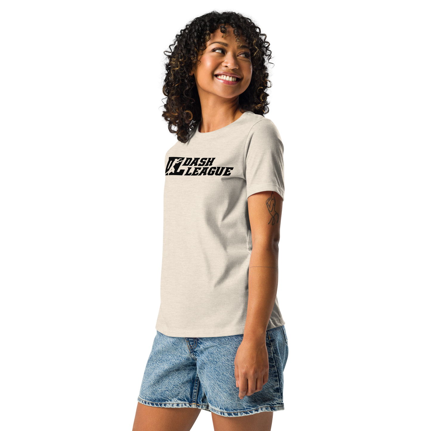 Camiseta holgada negra con logotipo DL para mujer
