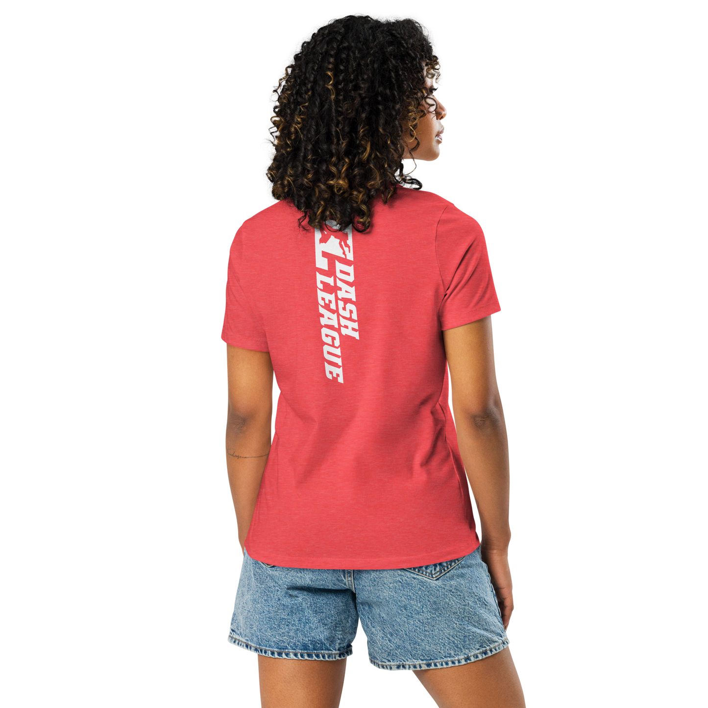 Camiseta holgada blanca para mujer con logotipo DL ancho (delante y detrás)