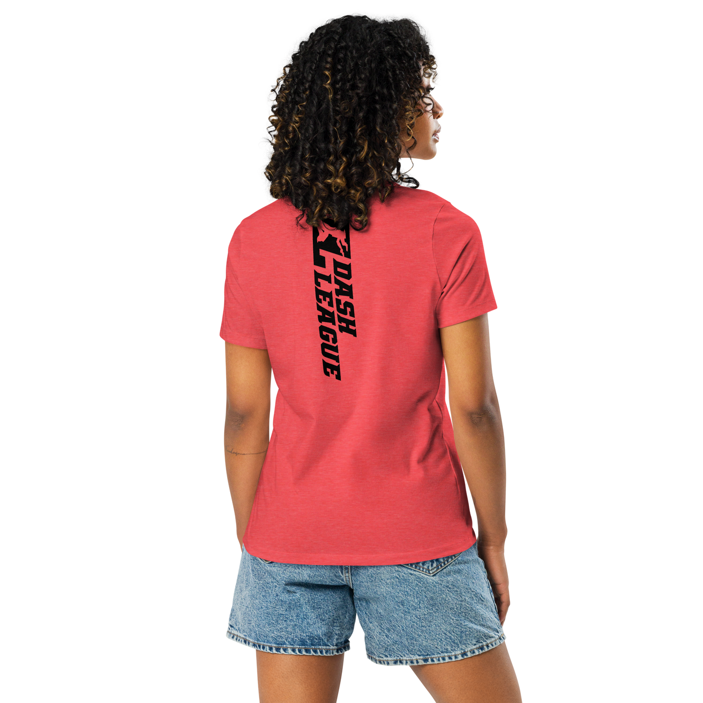T-shirt décontracté pour femme avec logo DL large noir (devant + dos)