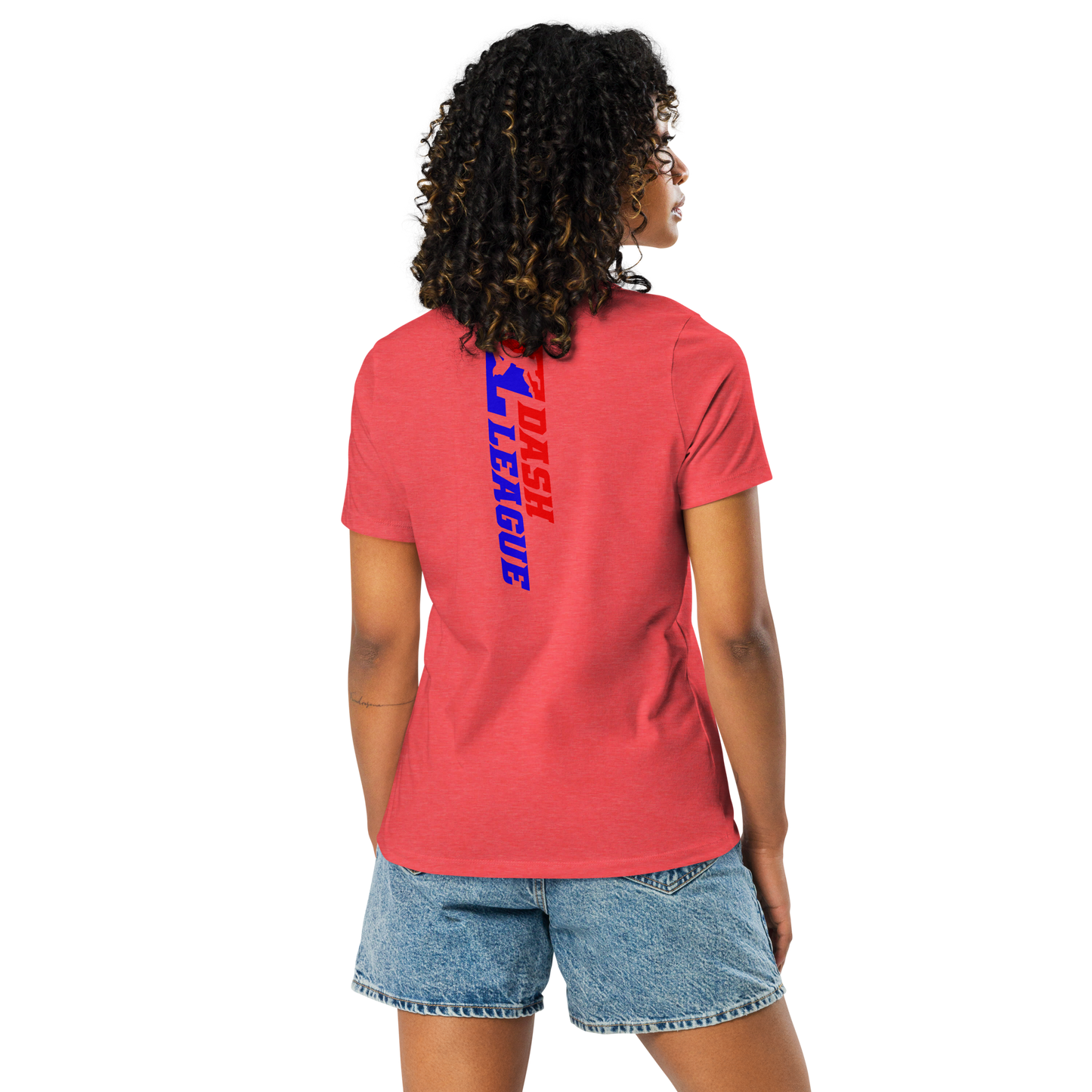 Camiseta holgada para mujer con logotipo DL de color ancho (delante y detrás)