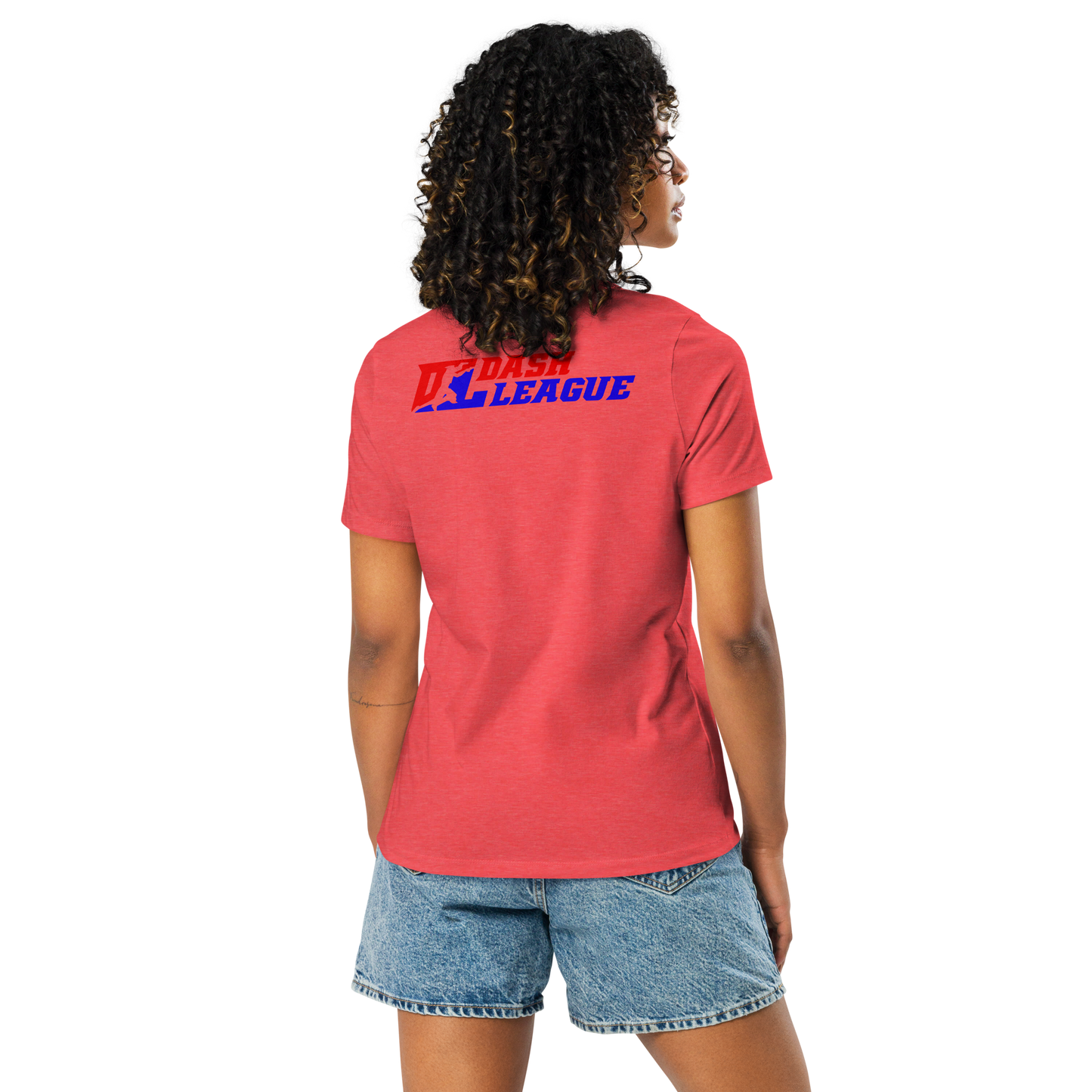 Camiseta relajada para mujer con logotipo DL en color (parte delantera y trasera)