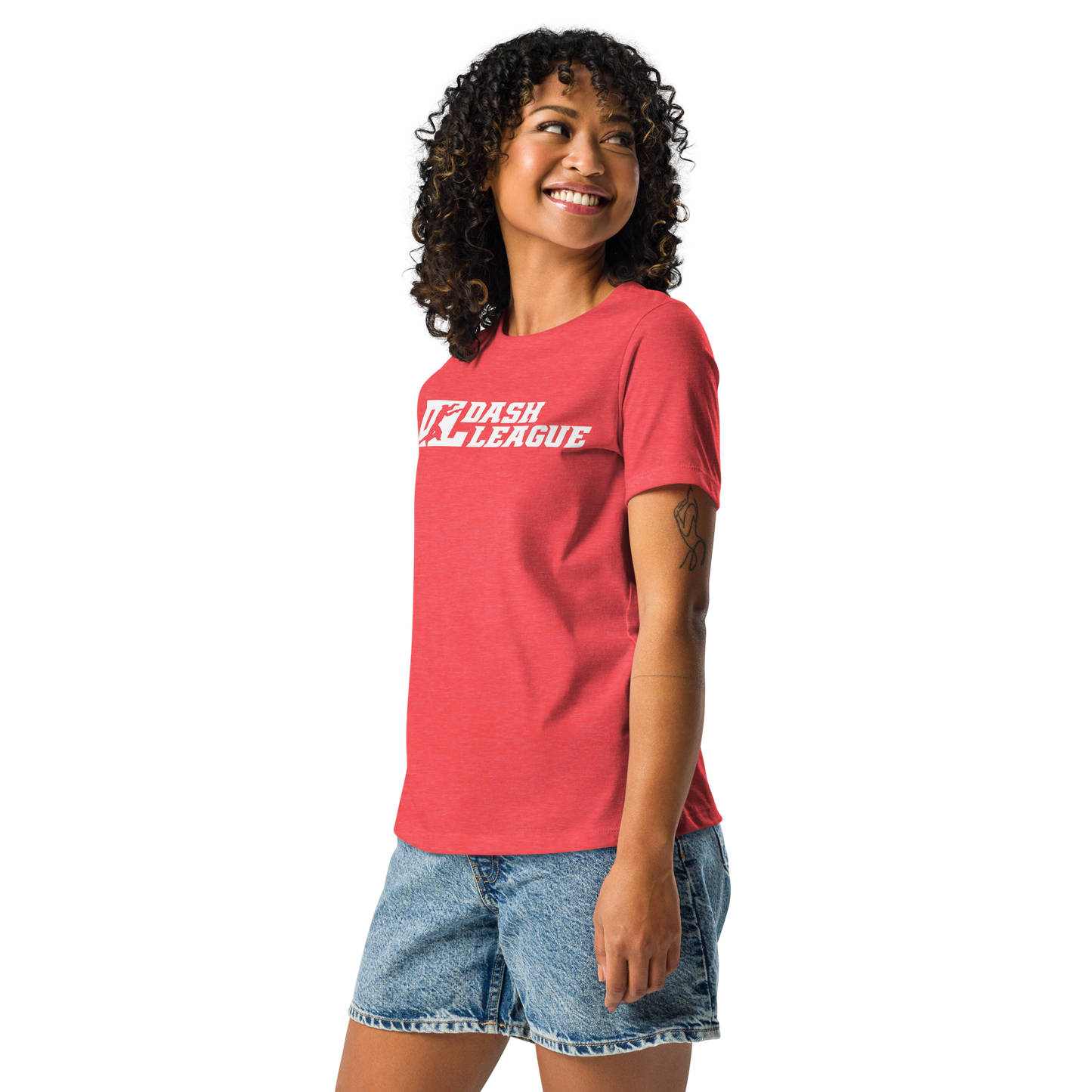 Camiseta holgada blanca para mujer con logotipo DL ancho
