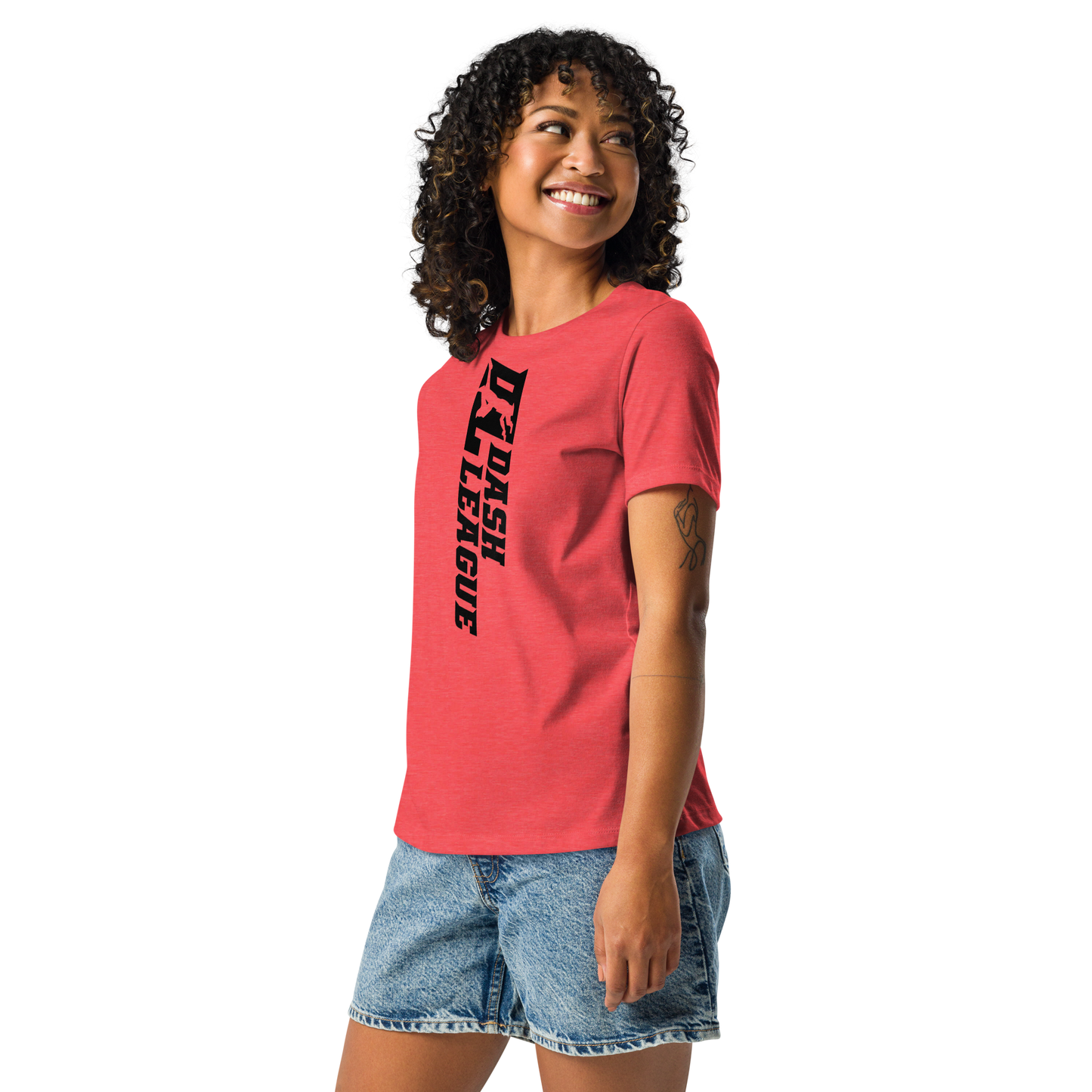 T-shirt décontracté pour femme avec logo DL large noir (devant + dos)
