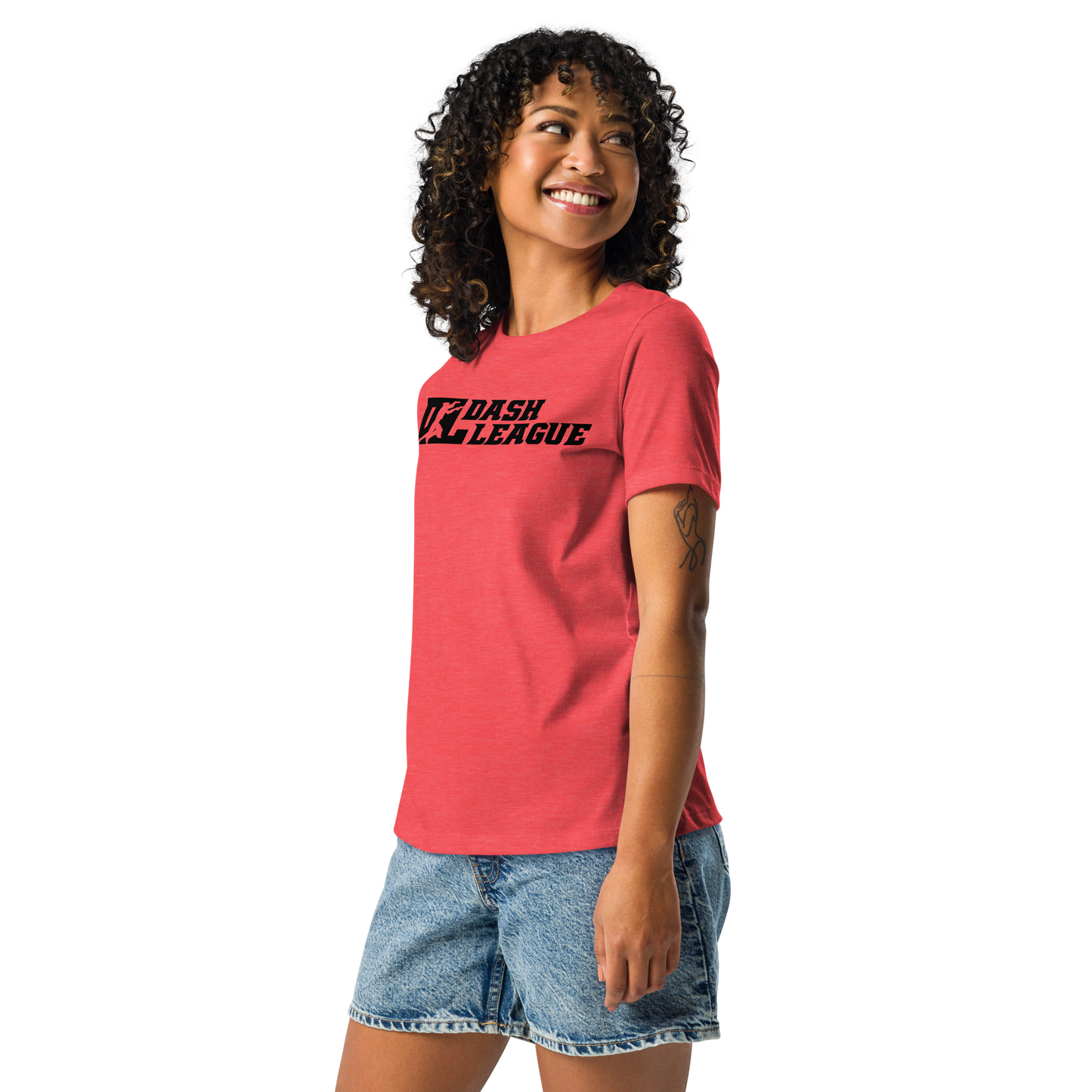 Camiseta holgada negra con logotipo DL para mujer