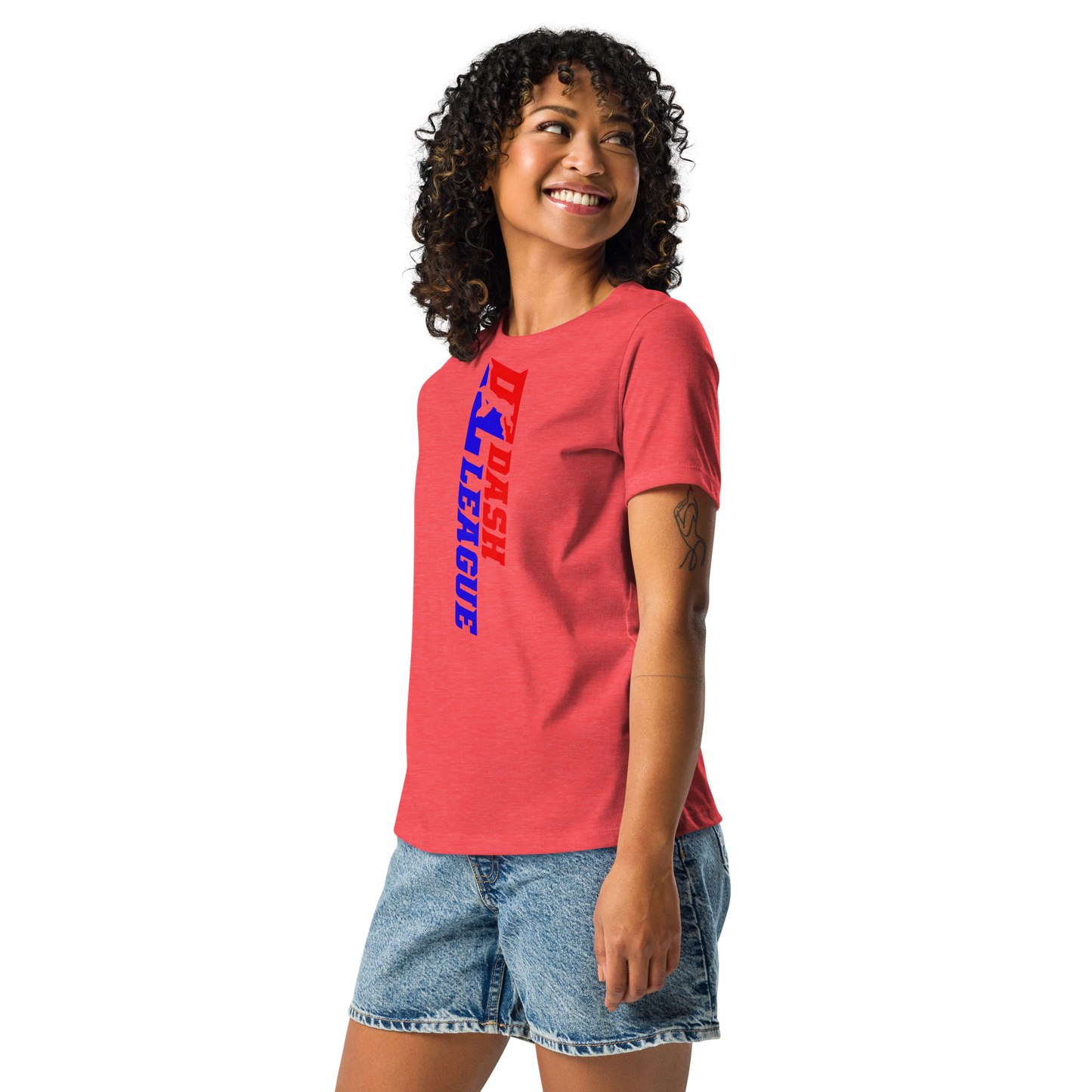 Camiseta holgada para mujer con logotipo DL de color ancho (delante y detrás)