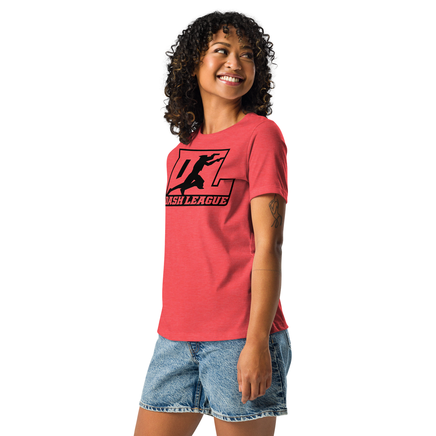 T-shirt décontracté pour femme avec contour noir et logo DL
