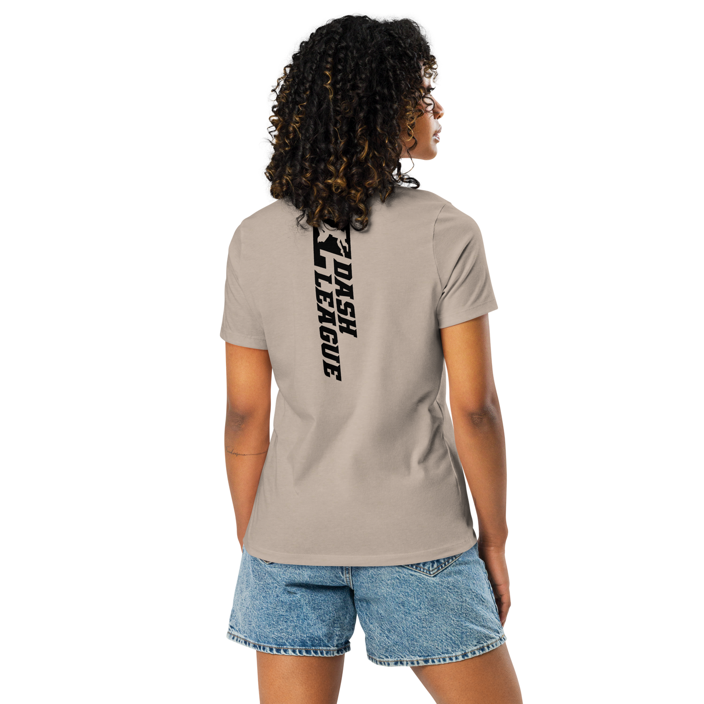 T-shirt décontracté pour femme avec logo DL large noir (devant + dos)
