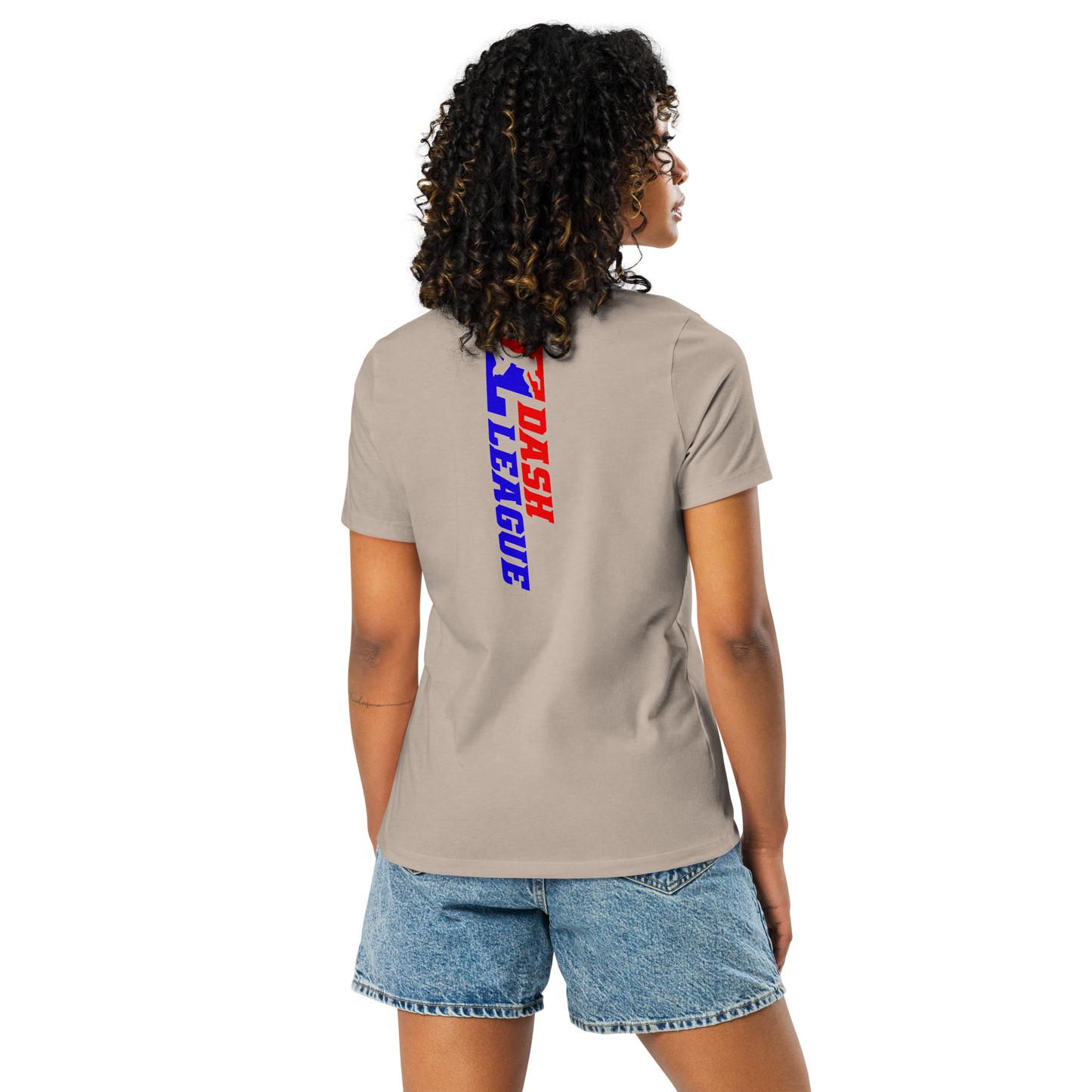Camiseta holgada para mujer con logotipo DL de color ancho (delante y detrás)