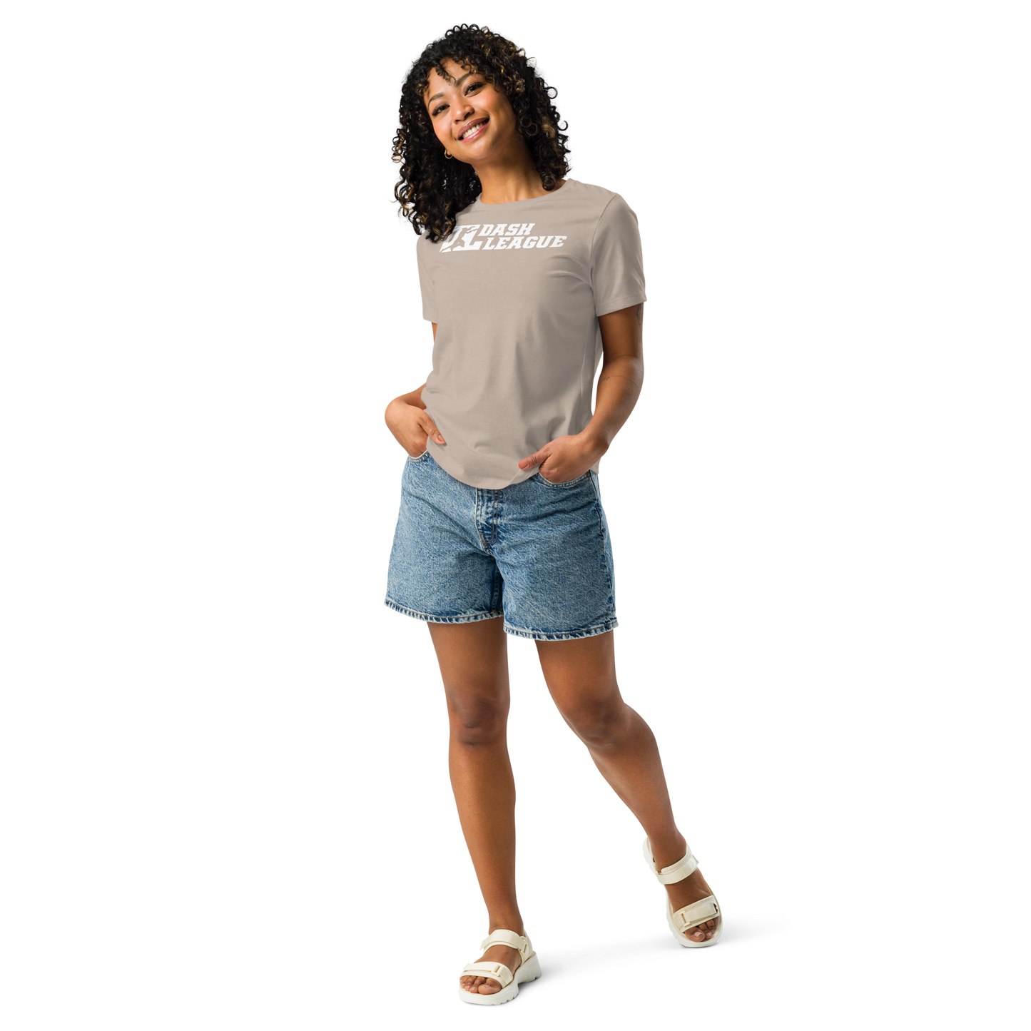 Camiseta holgada blanca para mujer con logotipo DL ancho