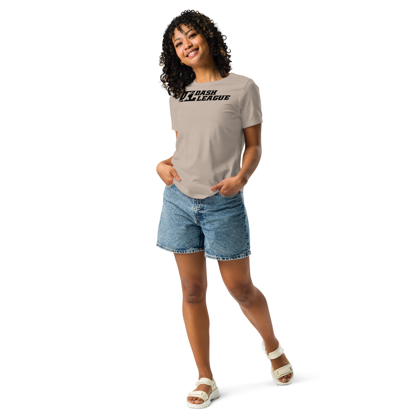 Camiseta holgada negra con logotipo DL para mujer