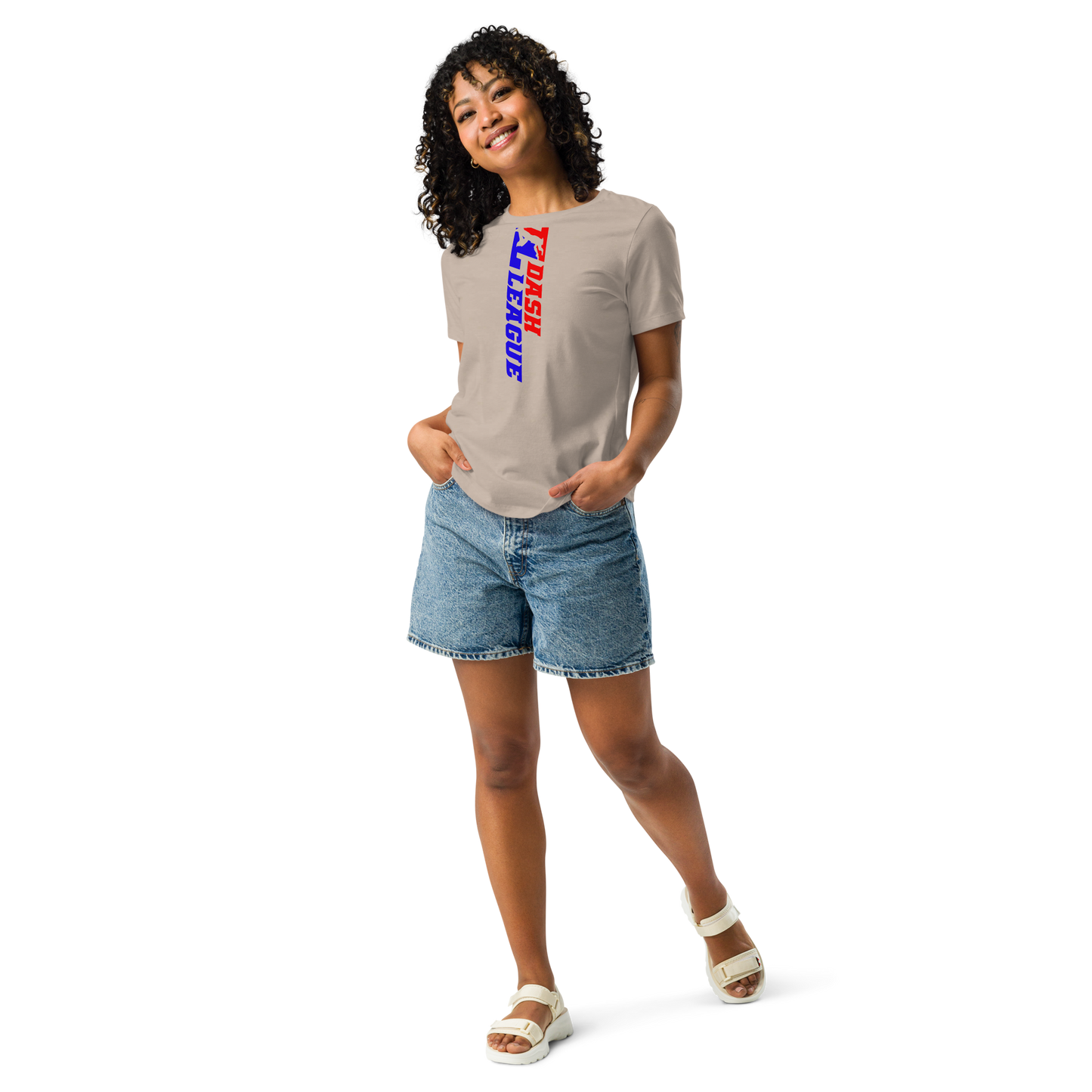 Camiseta holgada para mujer con logotipo DL de color ancho (delante y detrás)