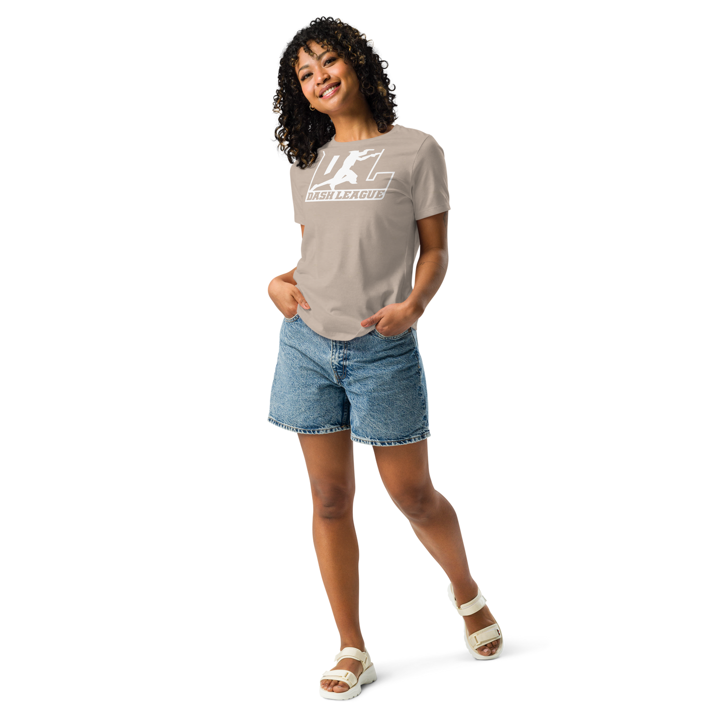 Camiseta holgada para mujer con logotipo DL en blanco