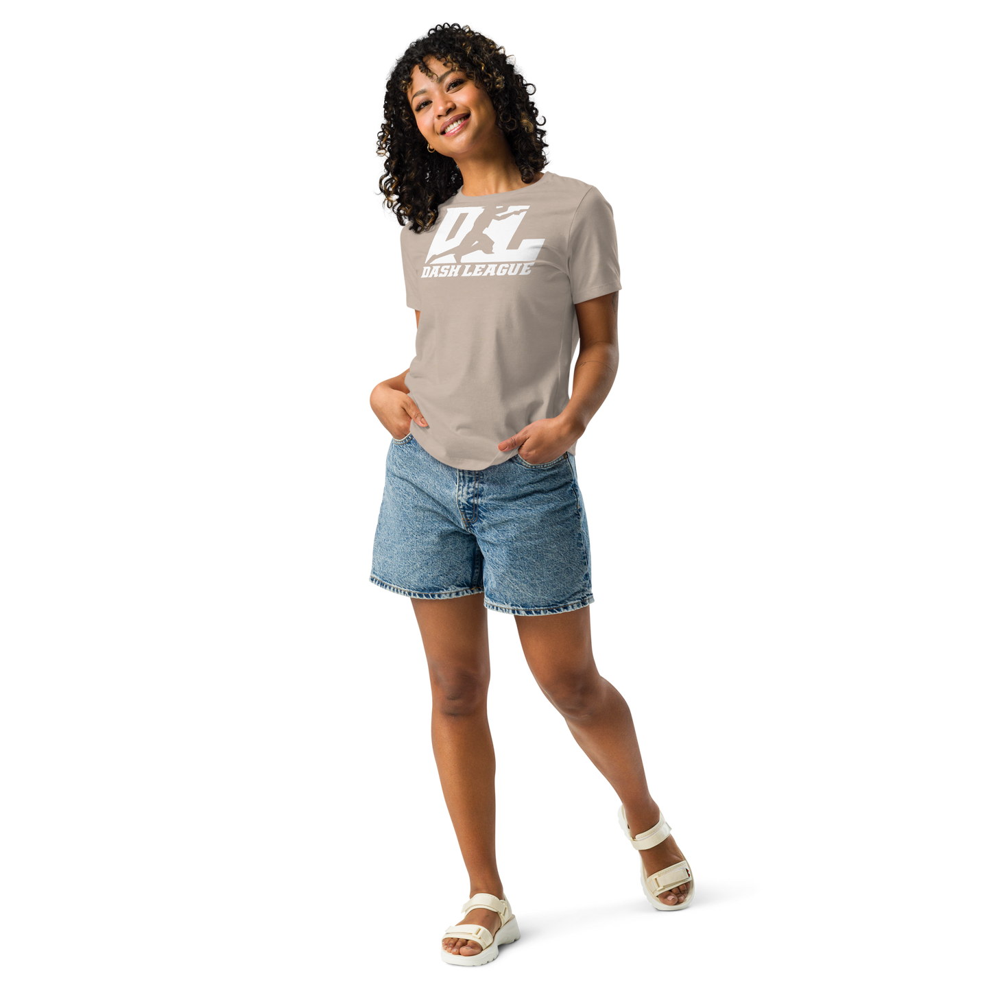 T-shirt décontracté pour femme avec logo DL blanc