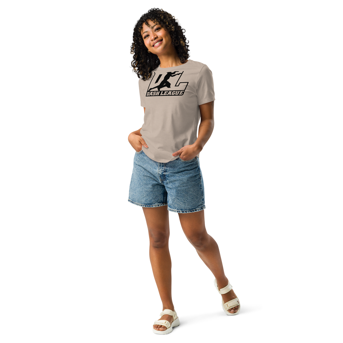 T-shirt décontracté pour femme avec contour noir et logo DL