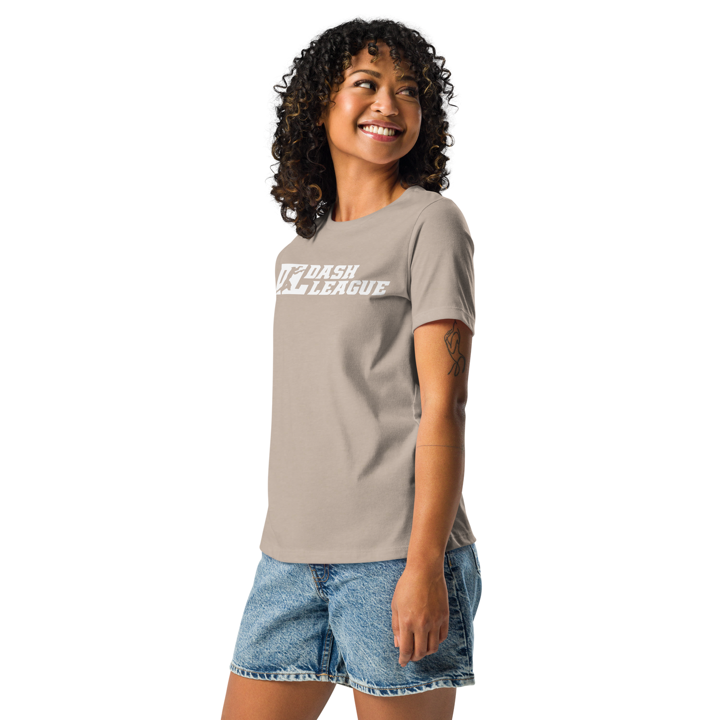 Camiseta holgada blanca para mujer con logotipo DL ancho