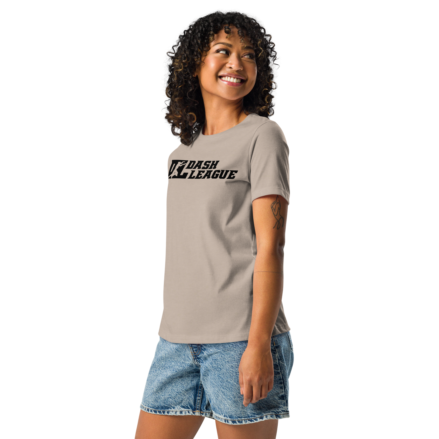 Camiseta holgada negra con logotipo DL para mujer