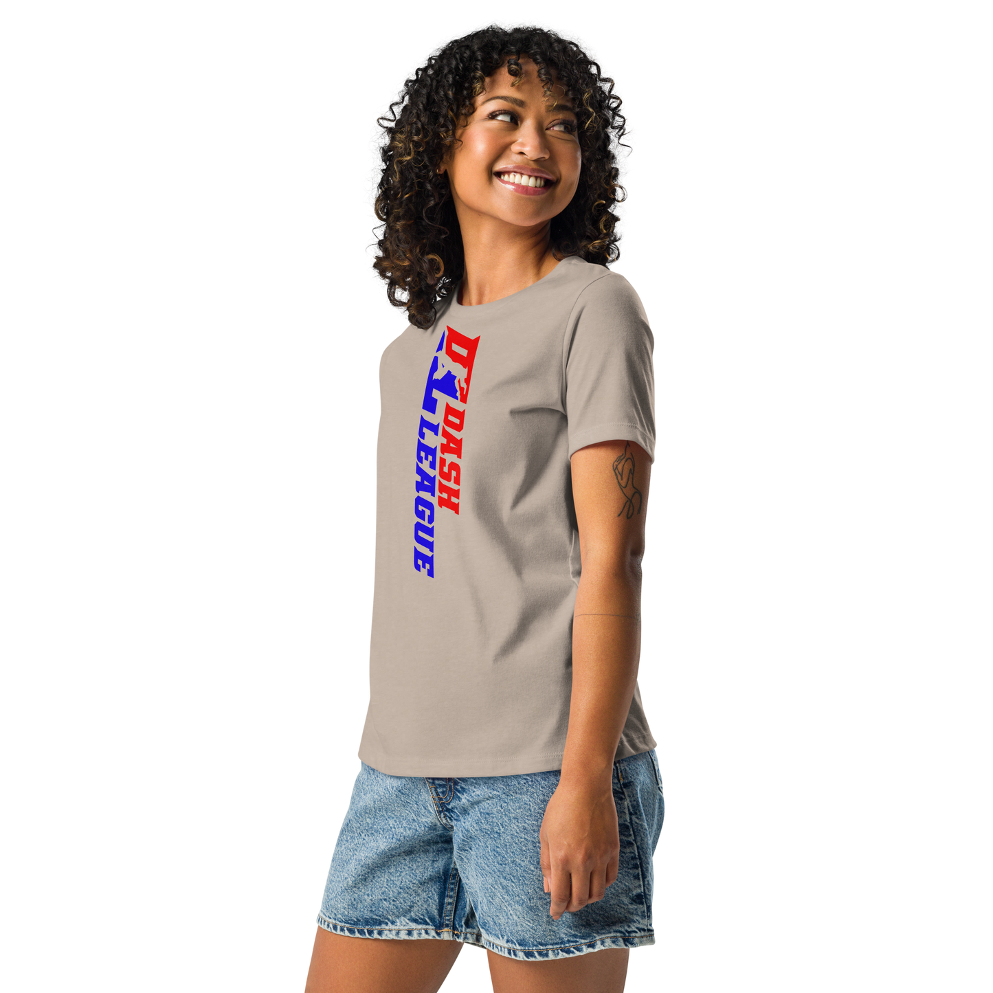 Camiseta holgada para mujer con logotipo DL de color ancho (delante y detrás)