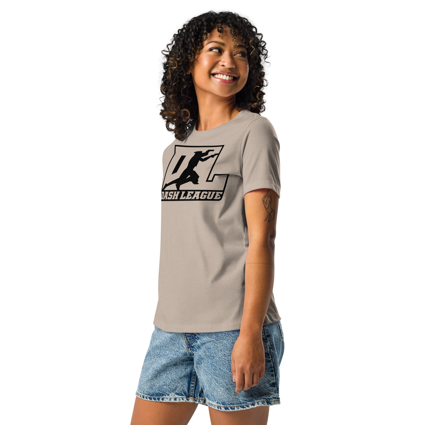 T-shirt décontracté pour femme avec contour noir et logo DL