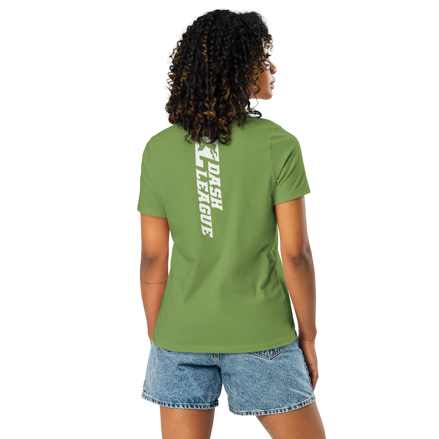 Camiseta holgada blanca para mujer con logotipo DL ancho (delante y detrás)