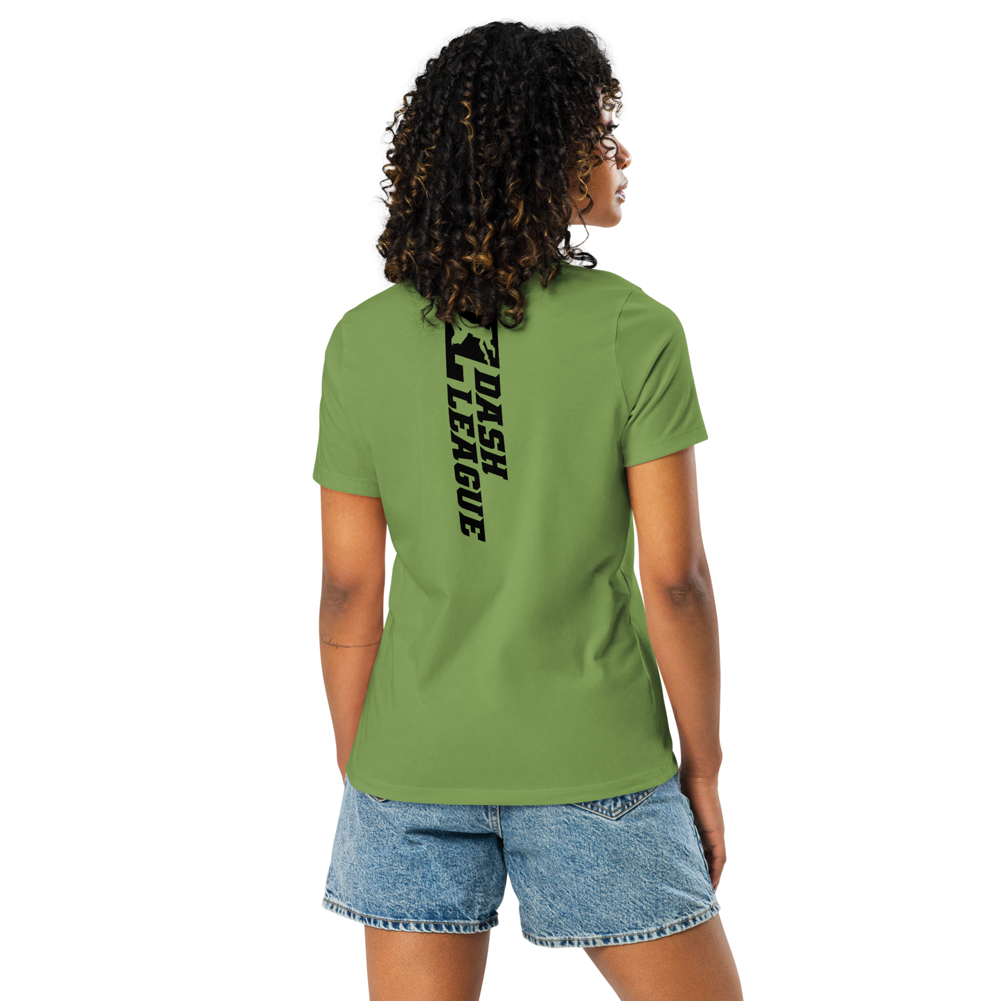 T-shirt décontracté pour femme avec logo DL large noir (devant + dos)