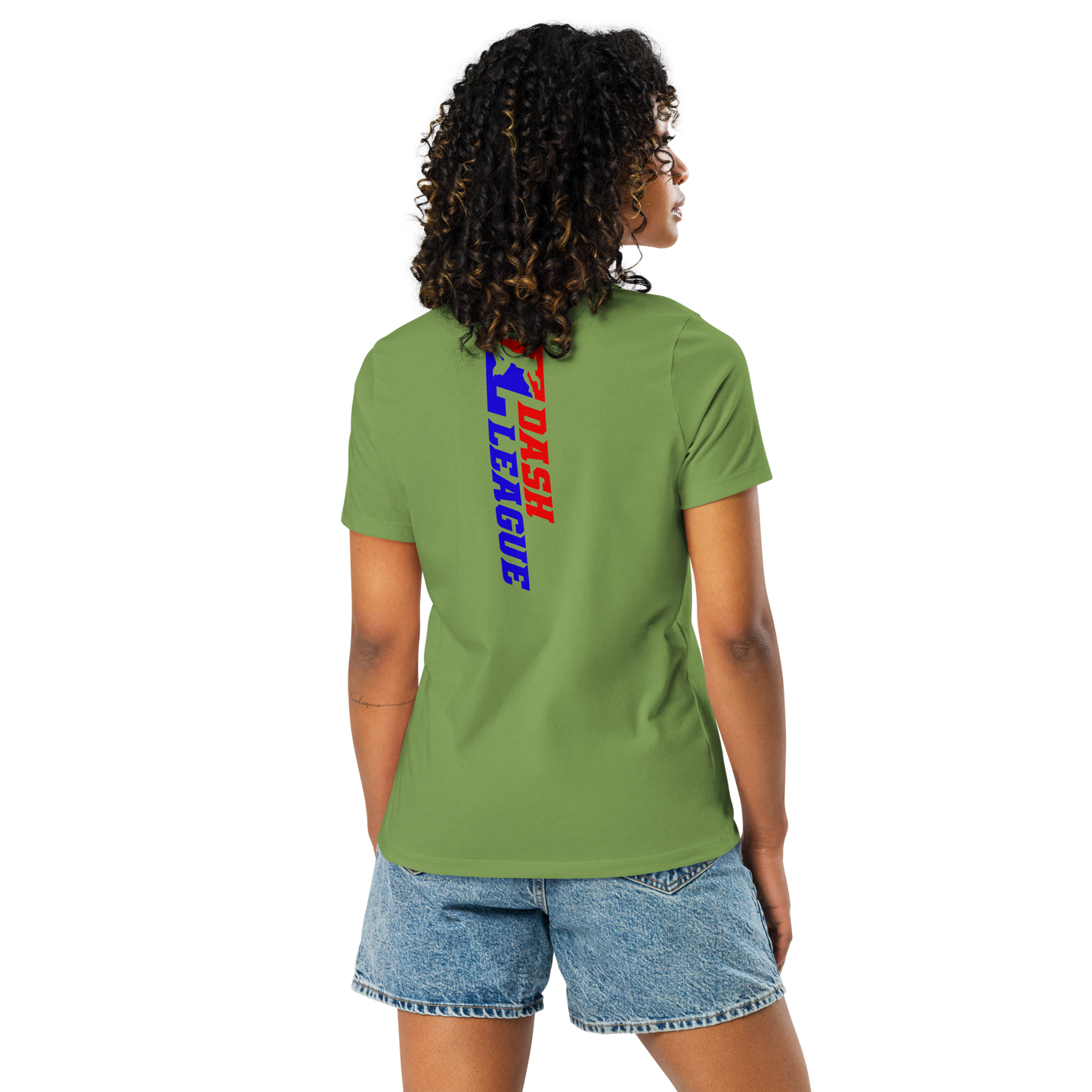 Camiseta holgada para mujer con logotipo DL de color ancho (delante y detrás)