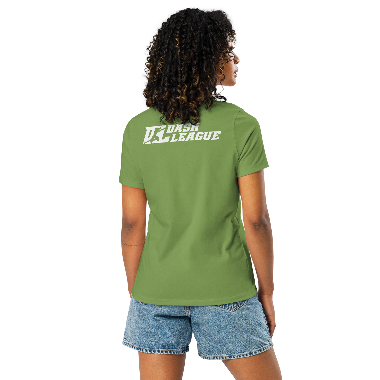 Camiseta holgada para mujer con logotipo DL en blanco (parte delantera y trasera)