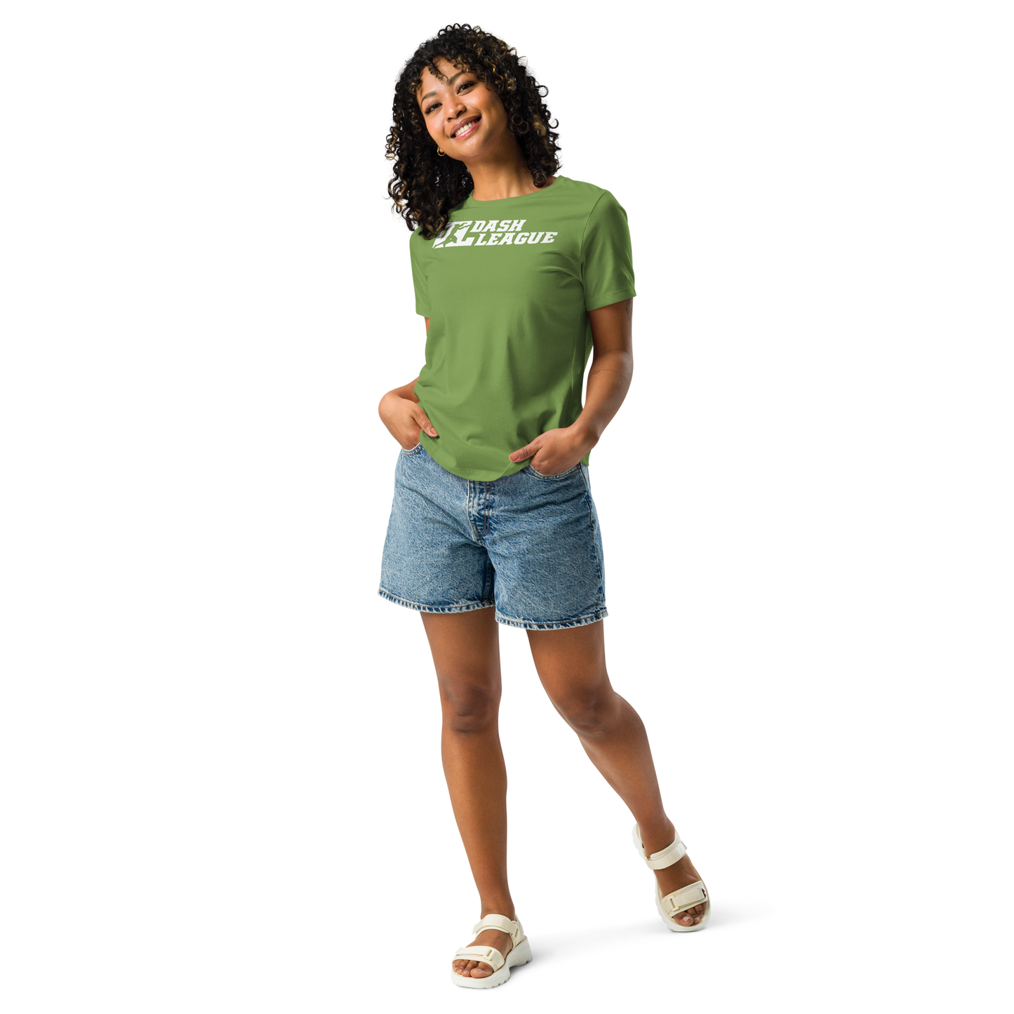 Camiseta holgada blanca para mujer con logotipo DL ancho